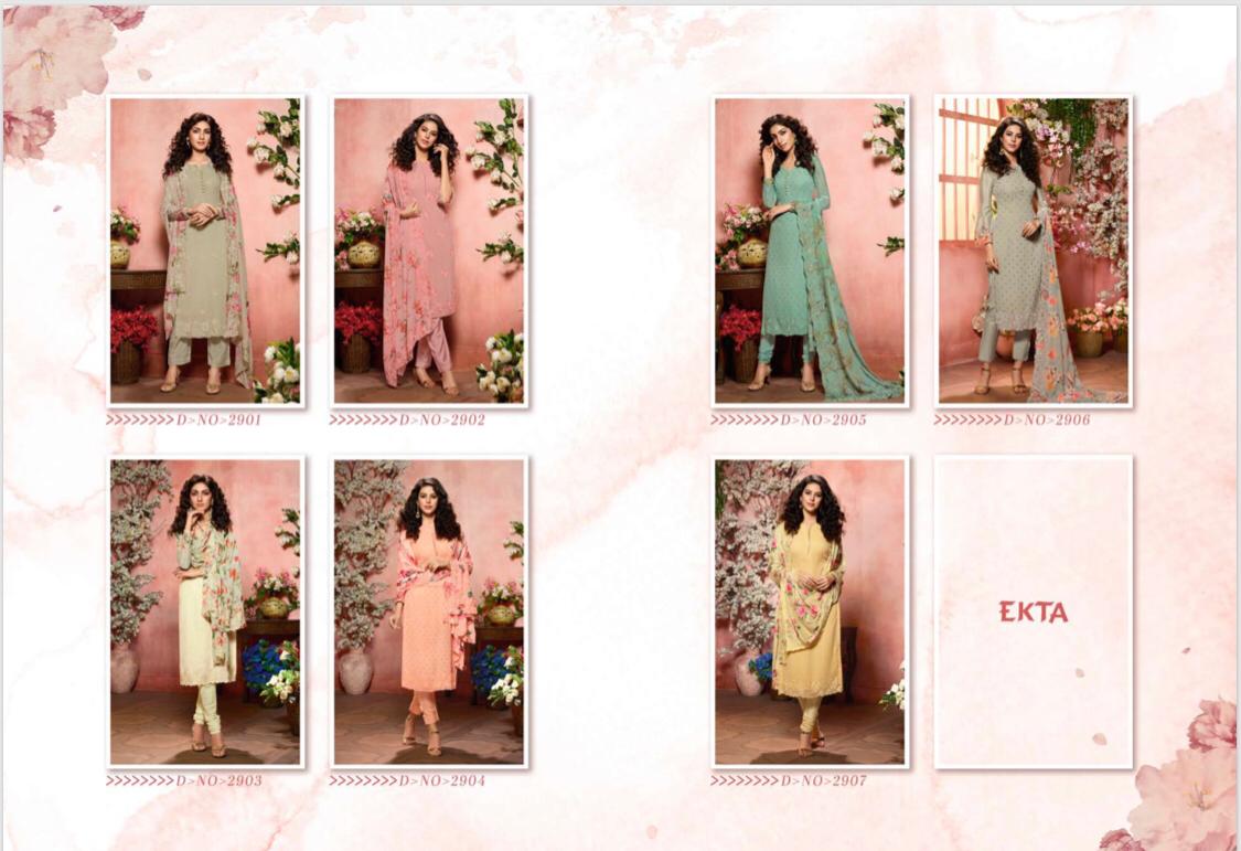 Khwaish Vol-29 By Ekta 2901 To 2907 Series Beautiful Suits Colorful Stylish Fancy Casual Wear & Ethnic Wear Georgette Embroidery Dresses At Wholesale Price