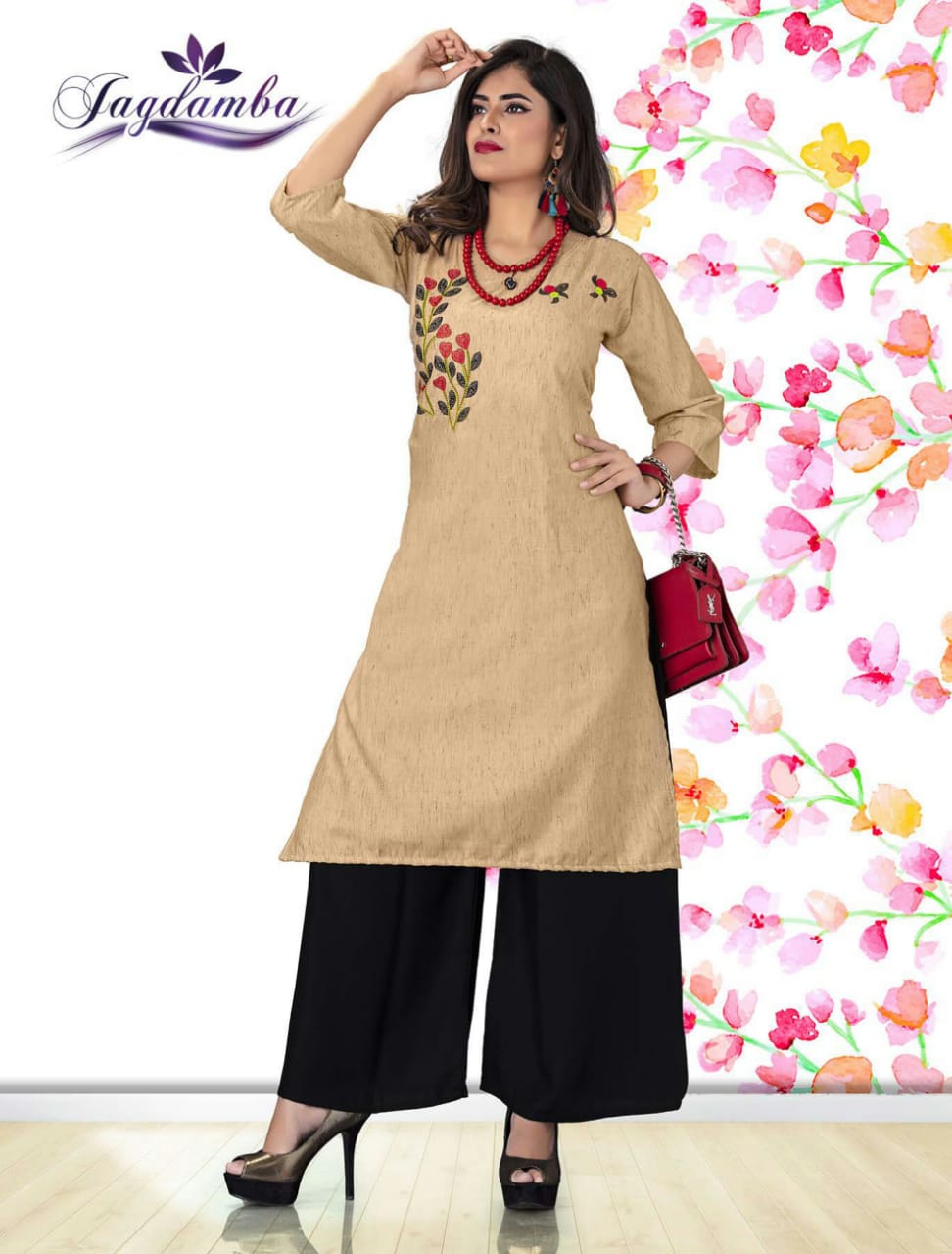 Khwaish By Jagdamba Beautiful Stylish Fancy Colorful Party Wear & Ethnic Wear & Ready To Wear Rayon Embroidery Kurtis At Wholesale Price