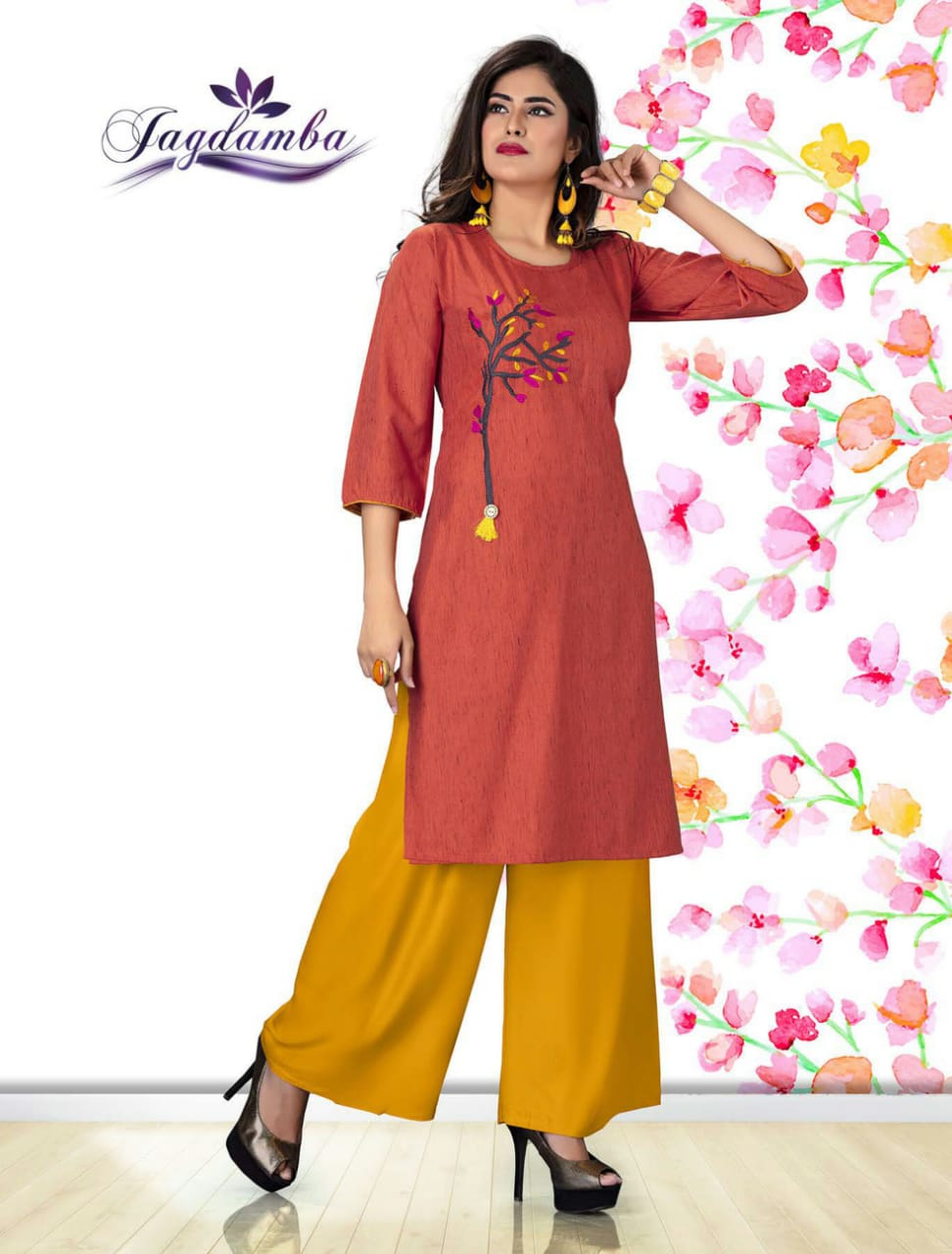 Khwaish By Jagdamba Beautiful Stylish Fancy Colorful Party Wear & Ethnic Wear & Ready To Wear Rayon Embroidery Kurtis At Wholesale Price