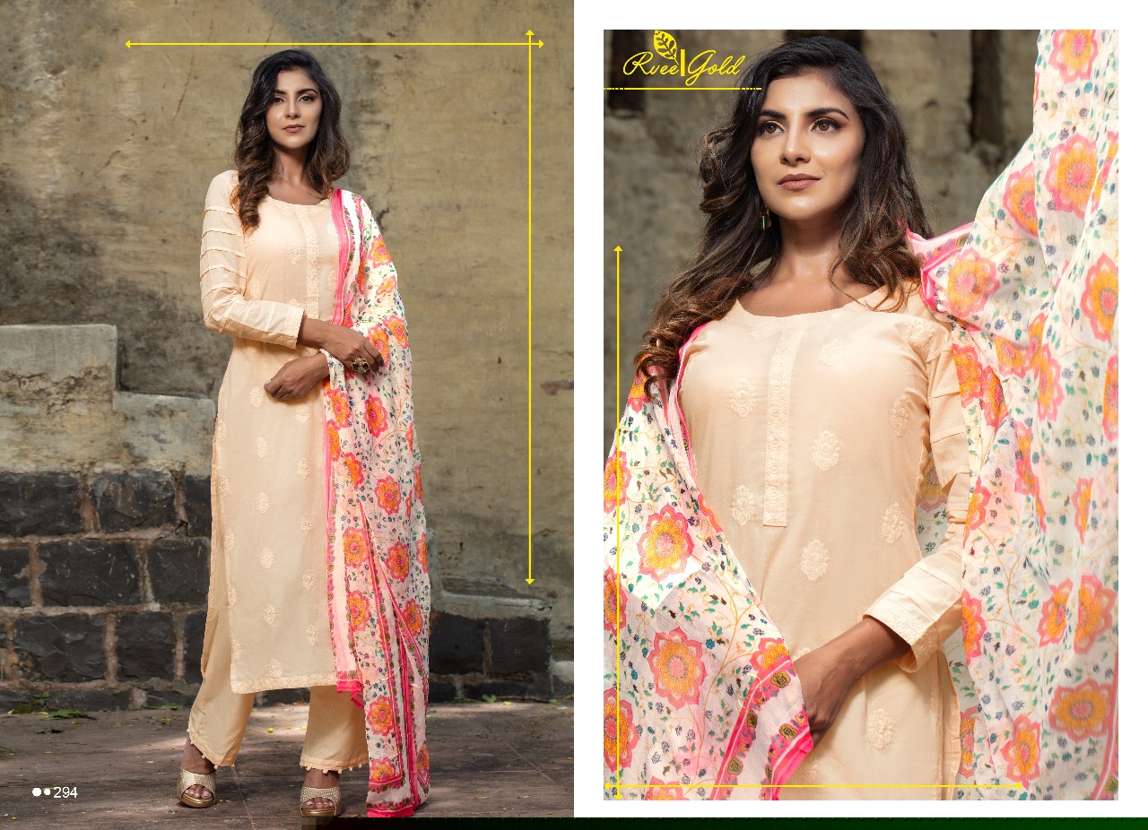 Khwaish By Rvee Gold 294 To 303 Series Designer Suits Beautiful Stylish Fancy Colorful Casual Wear & Ethnic Wear Cotton Lawn Embroidered Dresses At Wholesale Price