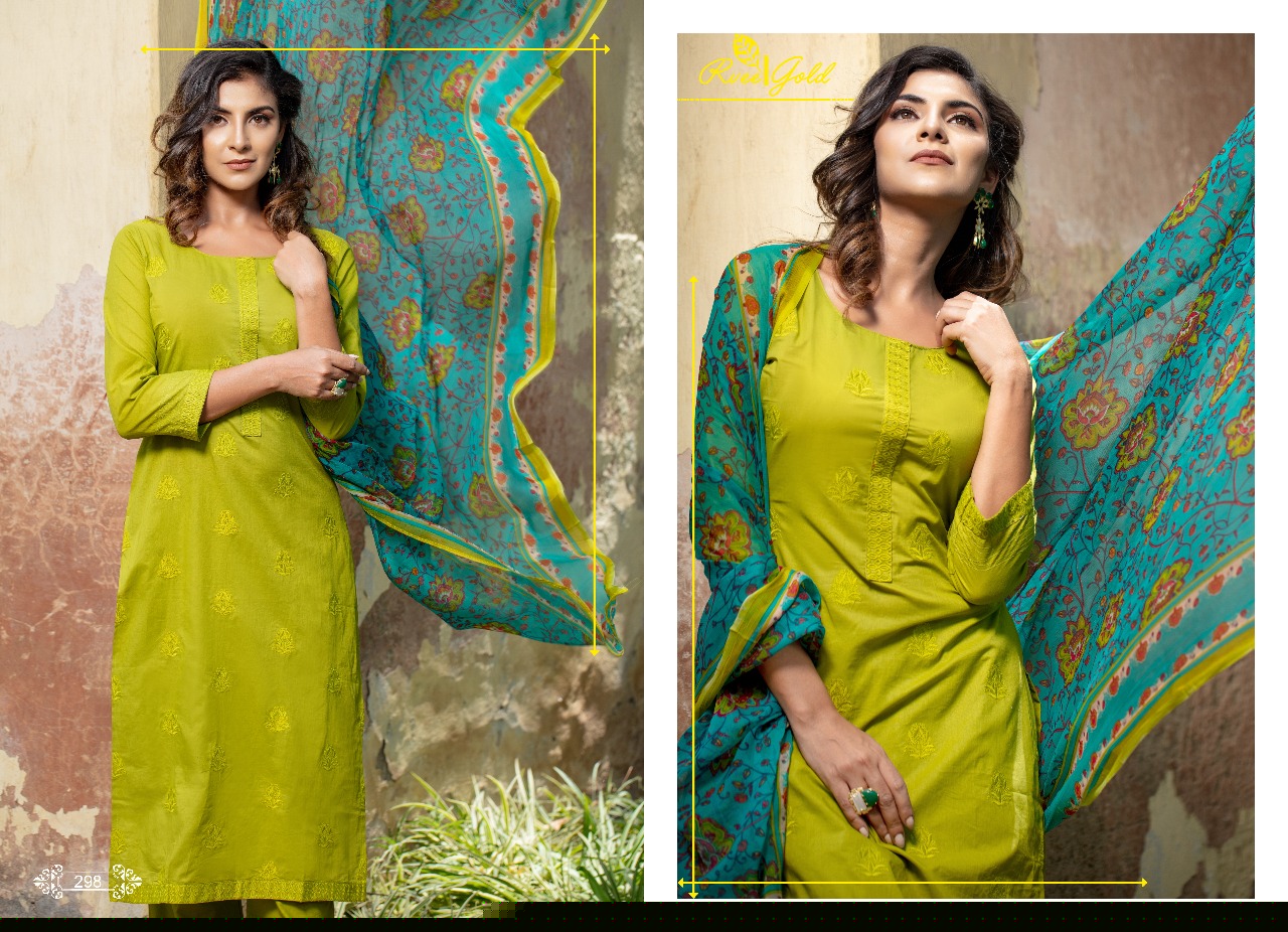 Khwaish By Rvee Gold 294 To 303 Series Designer Suits Beautiful Stylish Fancy Colorful Casual Wear & Ethnic Wear Cotton Lawn Embroidered Dresses At Wholesale Price