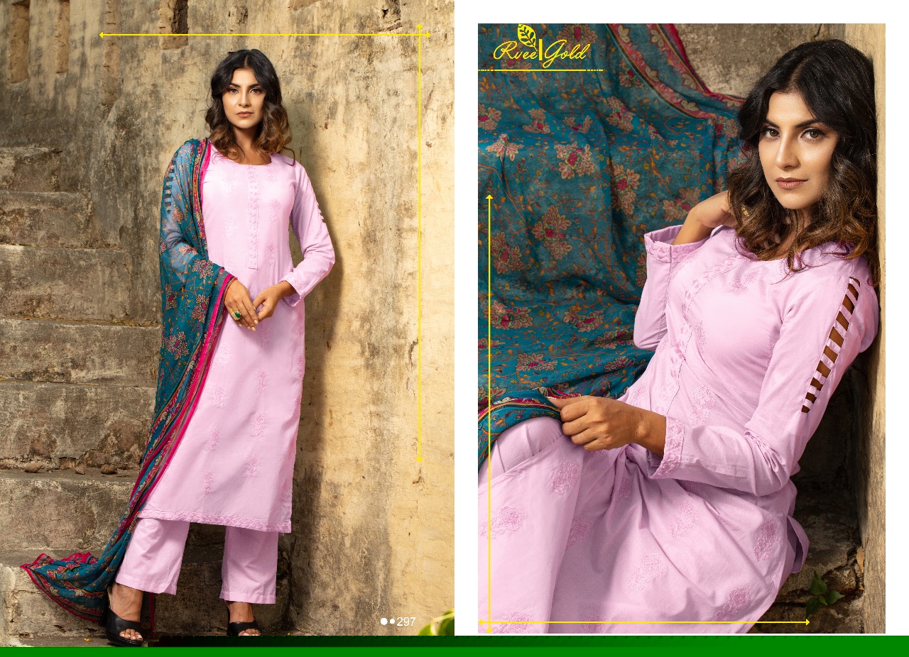 Khwaish By Rvee Gold 294 To 303 Series Designer Suits Beautiful Stylish Fancy Colorful Casual Wear & Ethnic Wear Cotton Lawn Embroidered Dresses At Wholesale Price