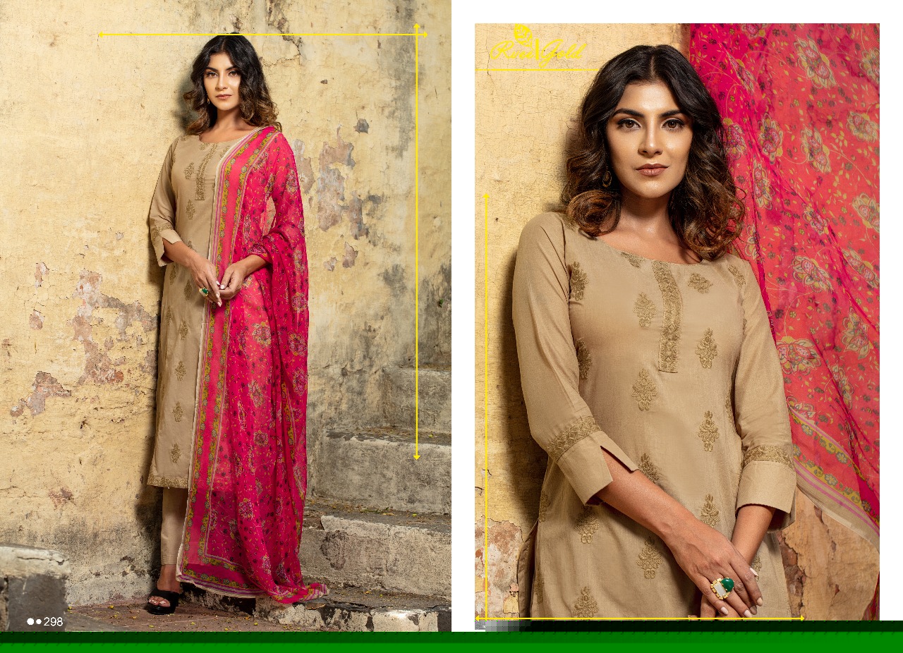 Khwaish By Rvee Gold 294 To 303 Series Designer Suits Beautiful Stylish Fancy Colorful Casual Wear & Ethnic Wear Cotton Lawn Embroidered Dresses At Wholesale Price