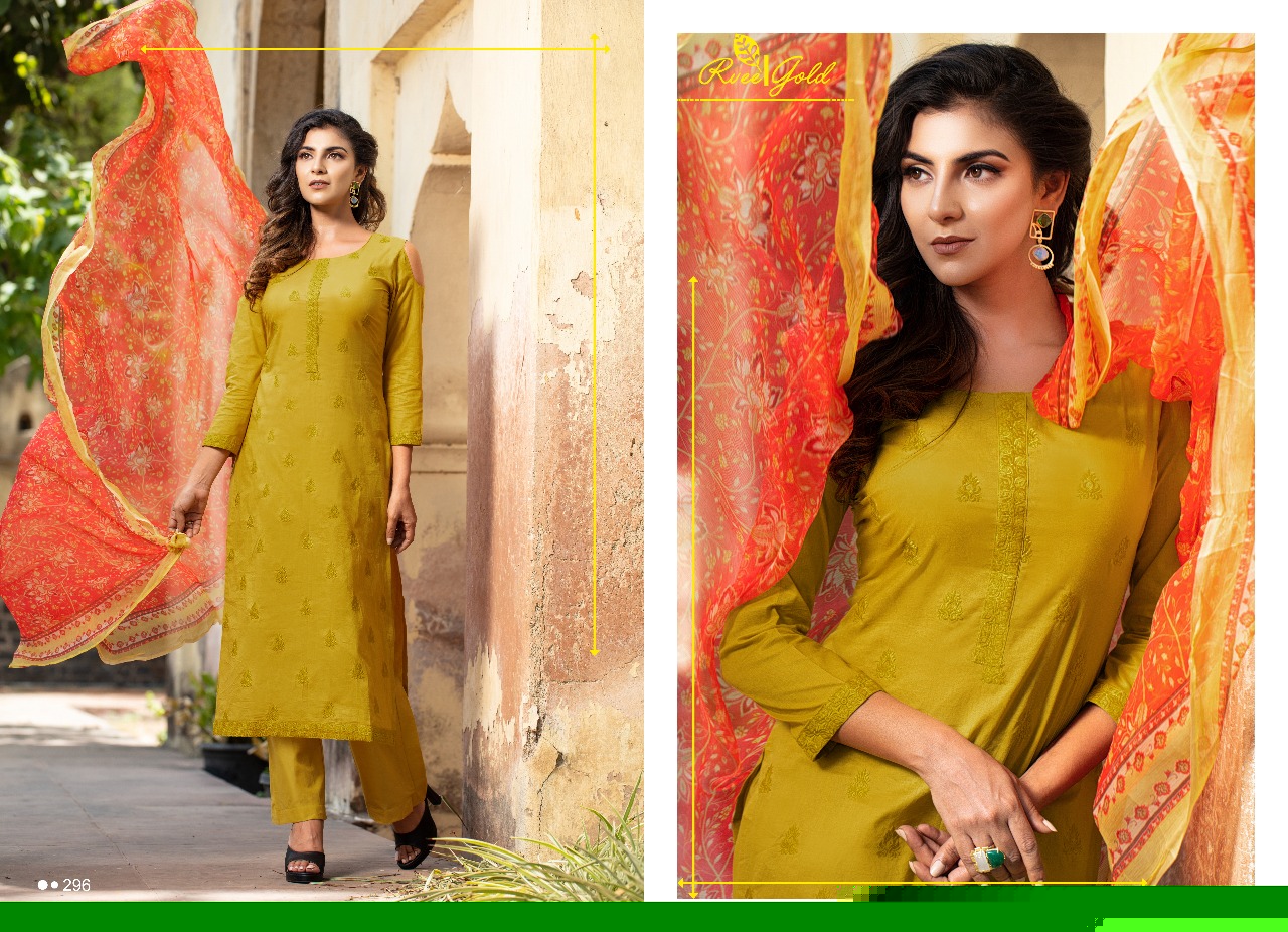Khwaish By Rvee Gold 294 To 303 Series Designer Suits Beautiful Stylish Fancy Colorful Casual Wear & Ethnic Wear Cotton Lawn Embroidered Dresses At Wholesale Price