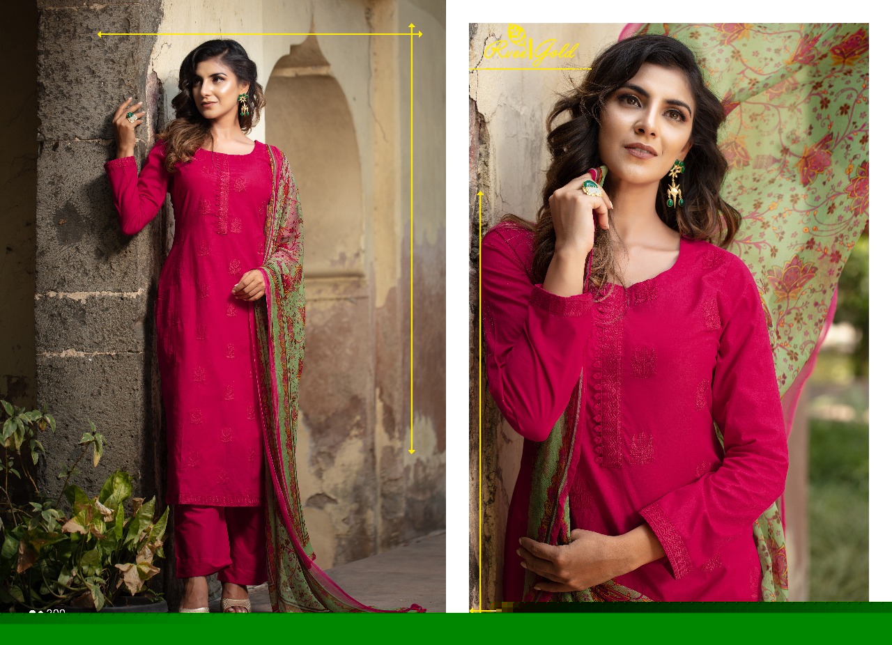 Khwaish By Rvee Gold 294 To 303 Series Designer Suits Beautiful Stylish Fancy Colorful Casual Wear & Ethnic Wear Cotton Lawn Embroidered Dresses At Wholesale Price