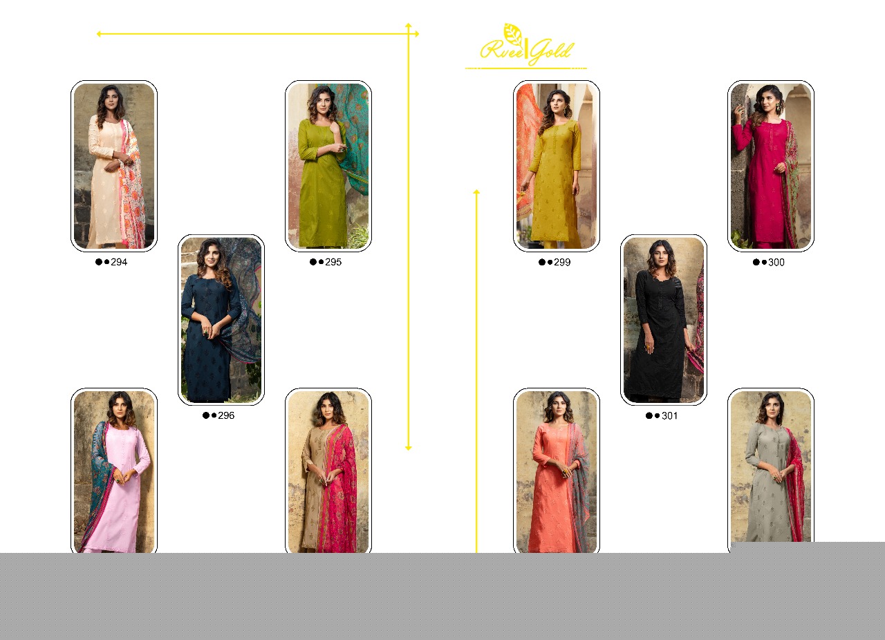 Khwaish By Rvee Gold 294 To 303 Series Designer Suits Beautiful Stylish Fancy Colorful Casual Wear & Ethnic Wear Cotton Lawn Embroidered Dresses At Wholesale Price