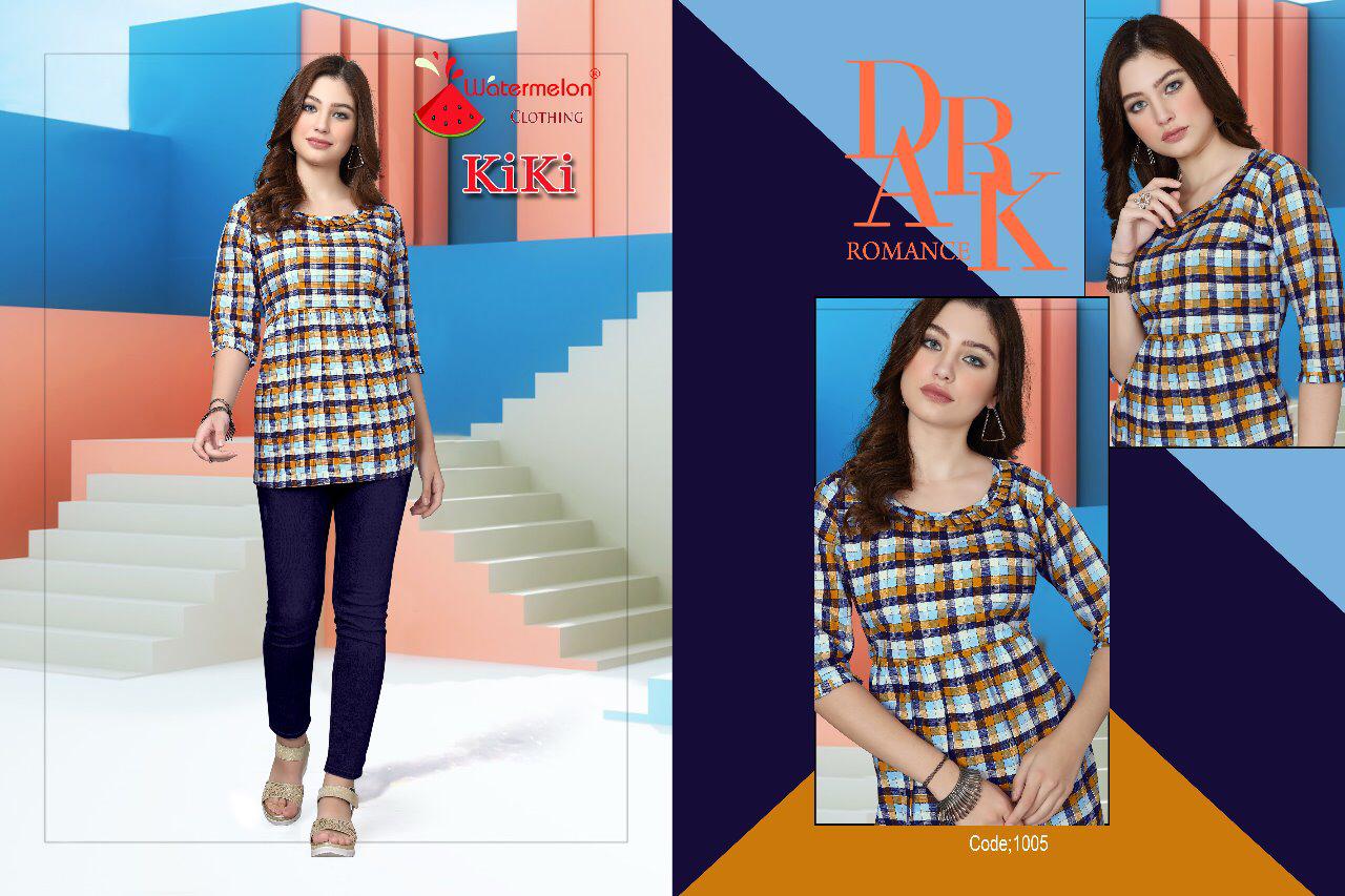 Kiki By Watermelon 1001 To 1012 Series Beautiful Colorful Stylish Fancy Casual Wear & Ethnic Wear & Ready To Wear Cotton Kurtis At Wholesale Price