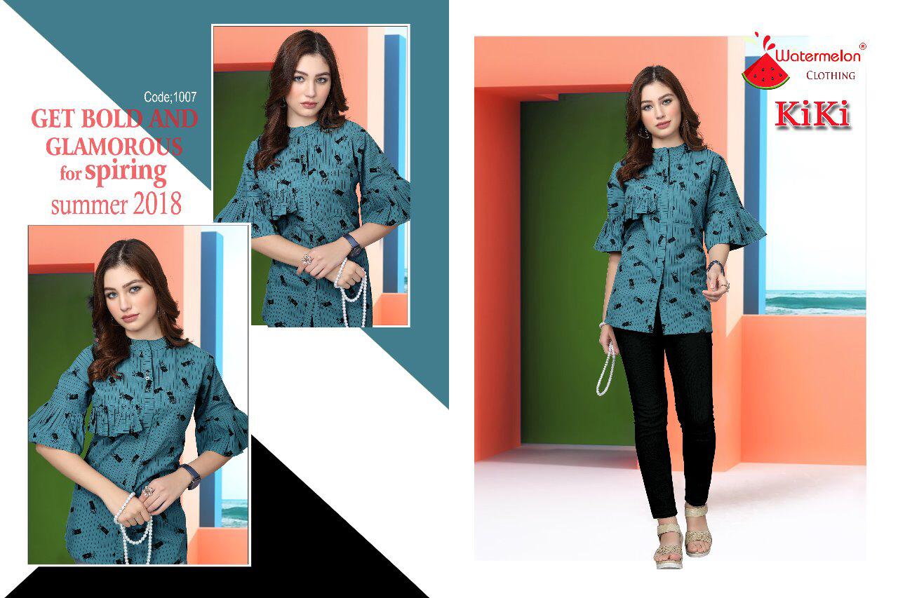 Kiki By Watermelon 1001 To 1012 Series Beautiful Colorful Stylish Fancy Casual Wear & Ethnic Wear & Ready To Wear Cotton Kurtis At Wholesale Price