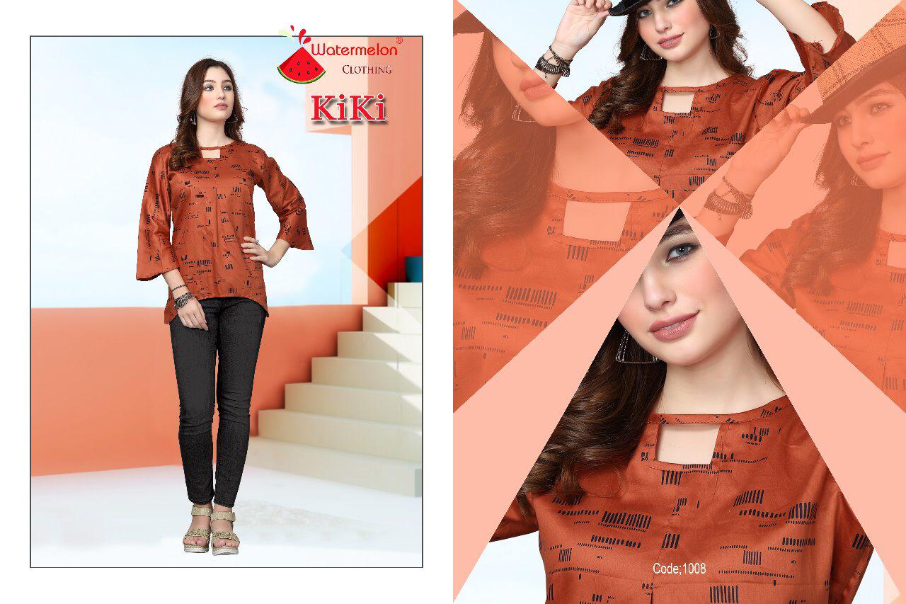 Kiki By Watermelon 1001 To 1012 Series Beautiful Colorful Stylish Fancy Casual Wear & Ethnic Wear & Ready To Wear Cotton Kurtis At Wholesale Price