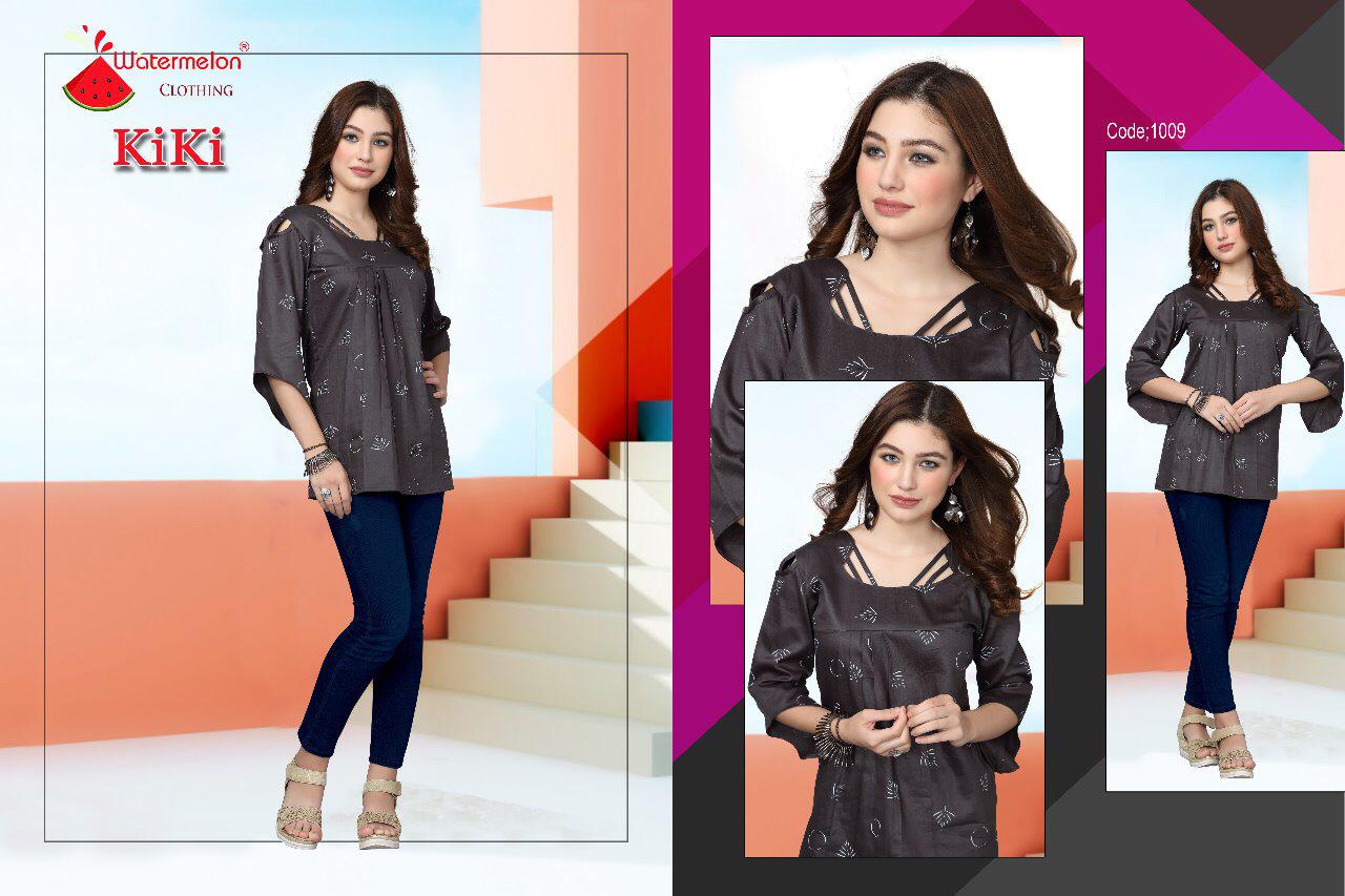 Kiki By Watermelon 1001 To 1012 Series Beautiful Colorful Stylish Fancy Casual Wear & Ethnic Wear & Ready To Wear Cotton Kurtis At Wholesale Price