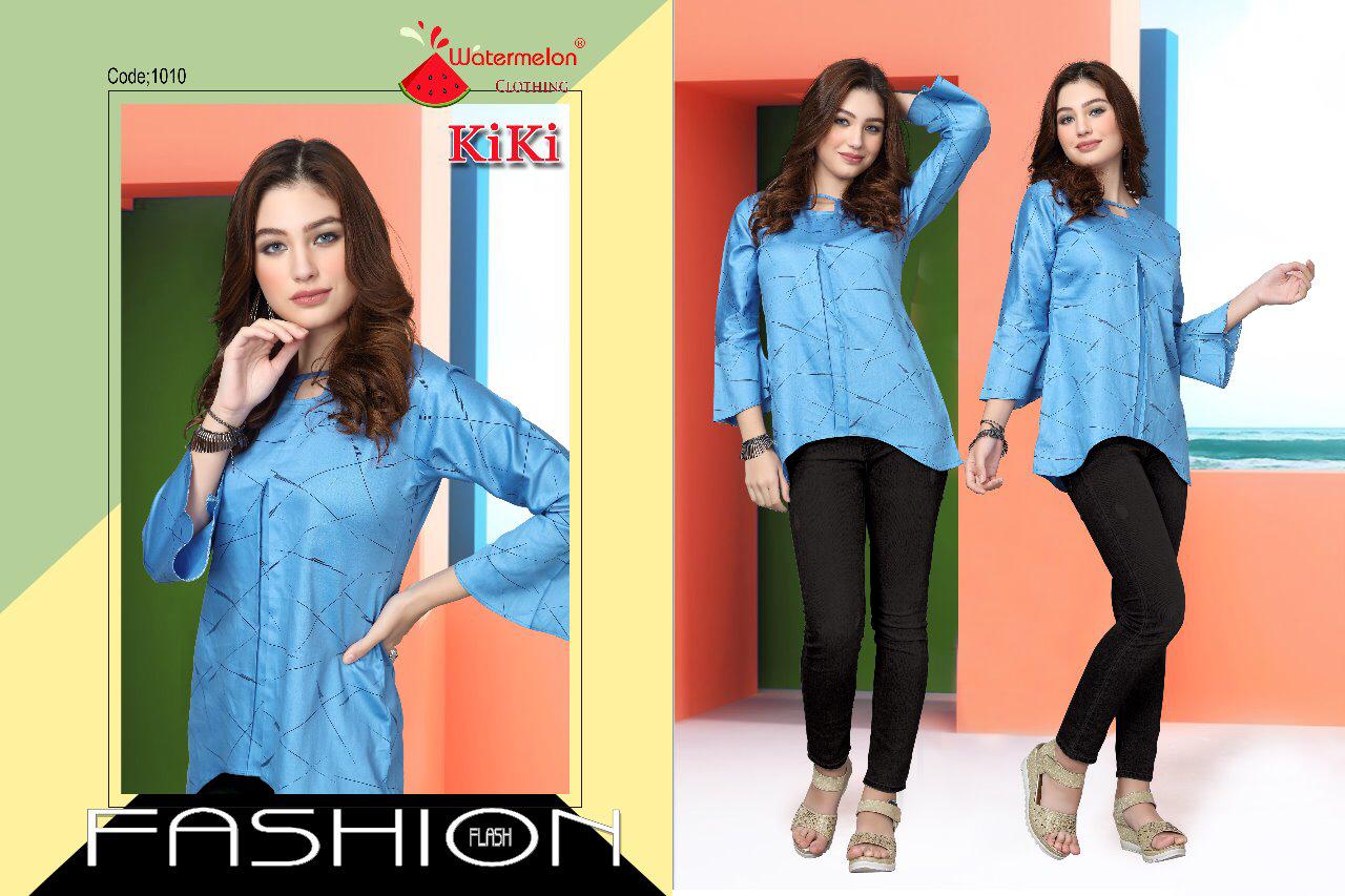 Kiki By Watermelon 1001 To 1012 Series Beautiful Colorful Stylish Fancy Casual Wear & Ethnic Wear & Ready To Wear Cotton Kurtis At Wholesale Price
