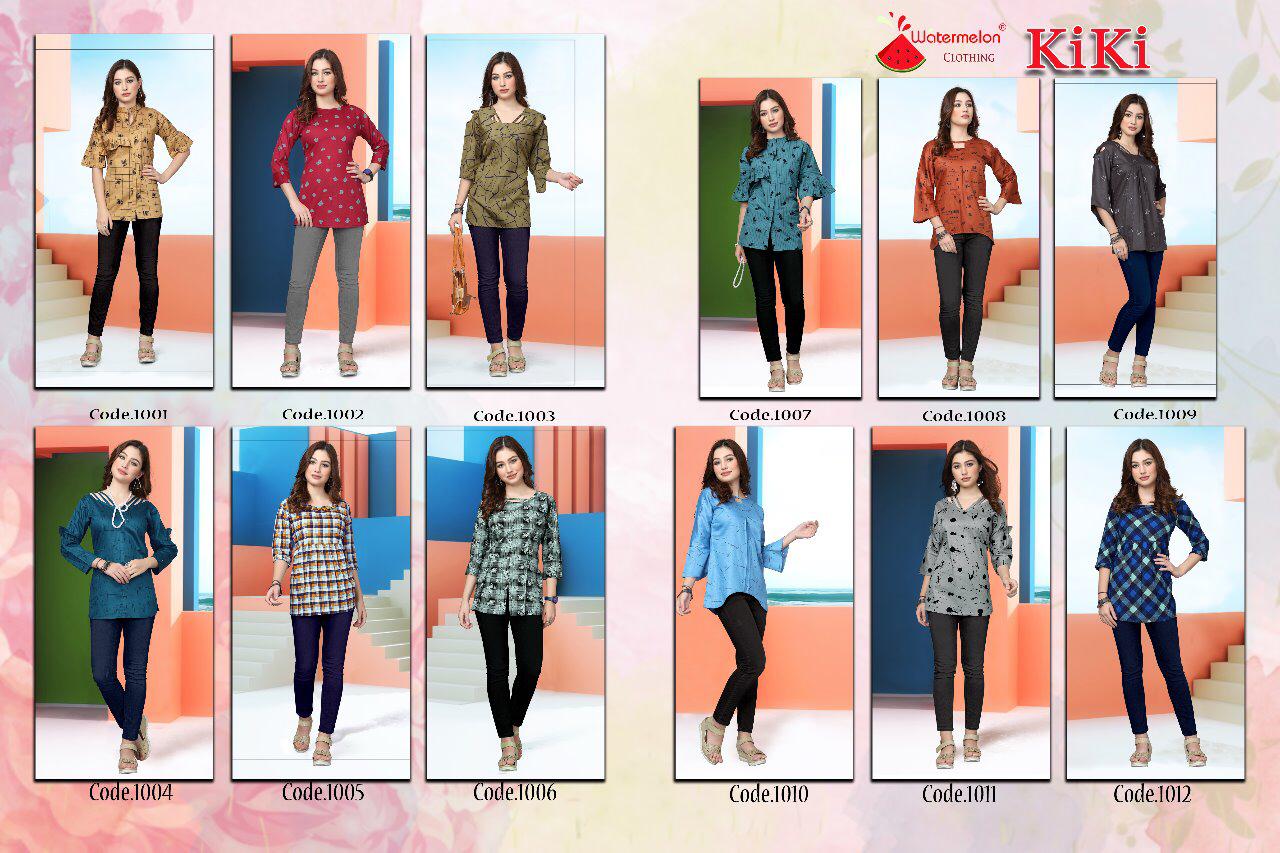Kiki By Watermelon 1001 To 1012 Series Beautiful Colorful Stylish Fancy Casual Wear & Ethnic Wear & Ready To Wear Cotton Kurtis At Wholesale Price