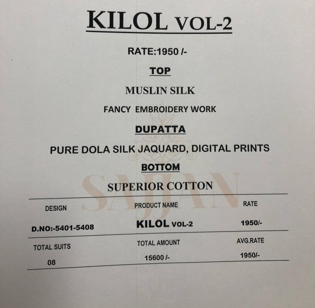 Kilol Vol-2 By Relssa Fabrics 5401 To 5408 Series Indian Traditional Wear Collection Beautiful Stylish Fancy Colorful Party Wear & Occasional Wear Muslin Silk Printede Dresses At Wholesale Price