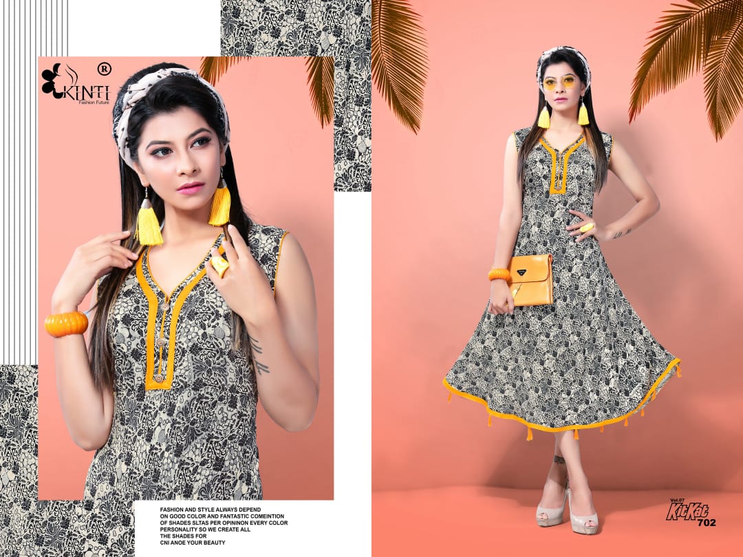Kit Kat-7 By Kinti 701 To 712 Series Stylish Fancy Beautiful Colorful Casual Wear & Ethnic Wear Heavy Rayon Printed Kurtis At Wholesale Price