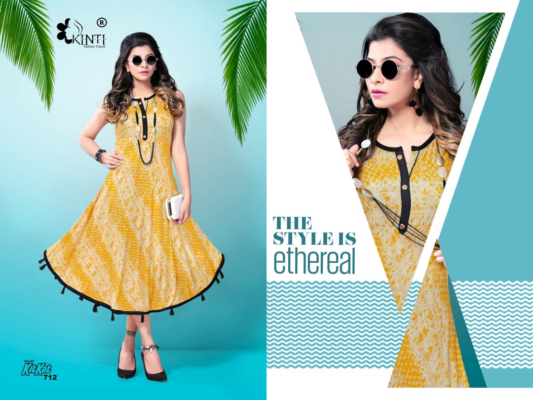 Kit Kat-7 By Kinti 701 To 712 Series Stylish Fancy Beautiful Colorful Casual Wear & Ethnic Wear Heavy Rayon Printed Kurtis At Wholesale Price