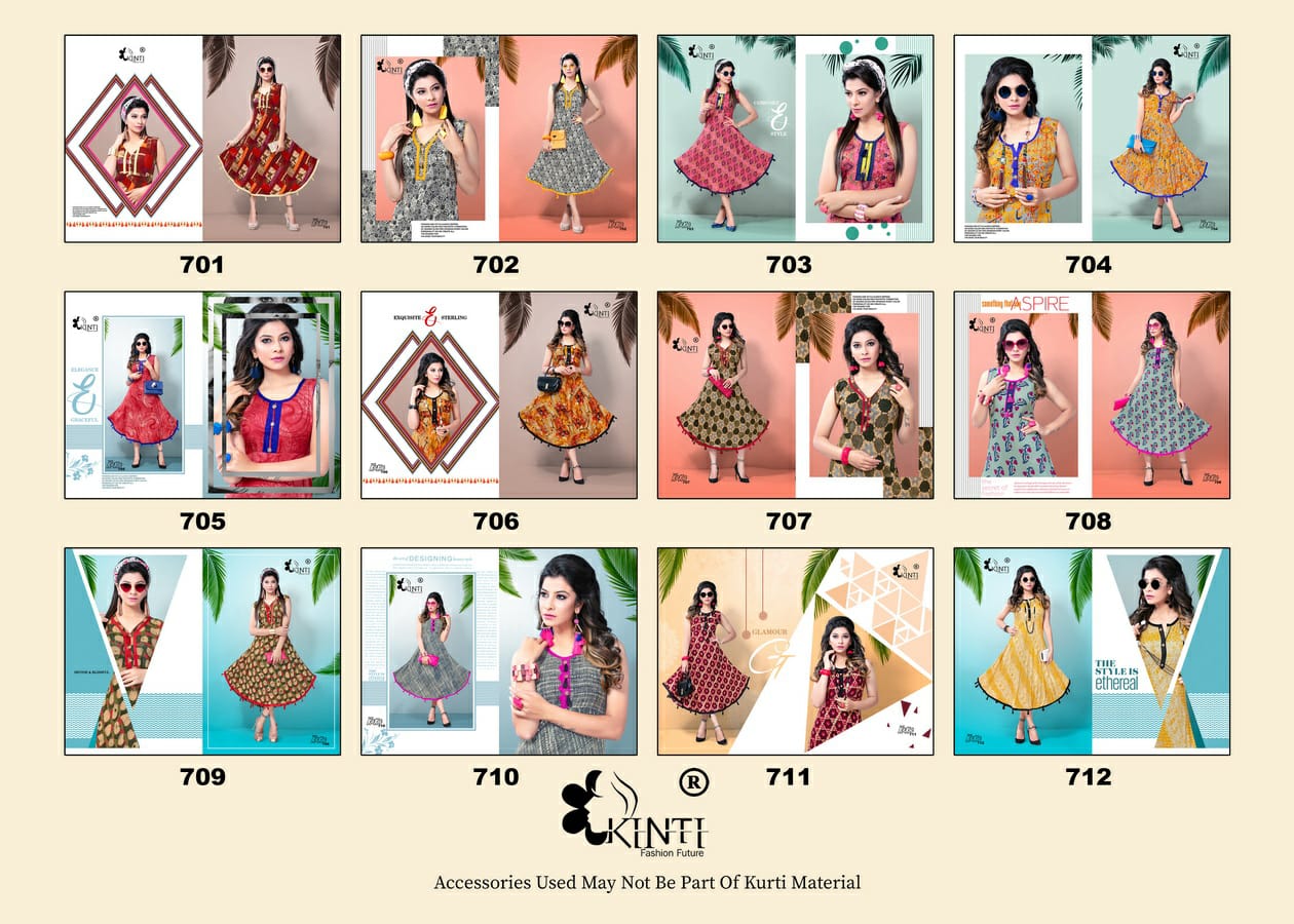 Kit Kat-7 By Kinti 701 To 712 Series Stylish Fancy Beautiful Colorful Casual Wear & Ethnic Wear Heavy Rayon Printed Kurtis At Wholesale Price