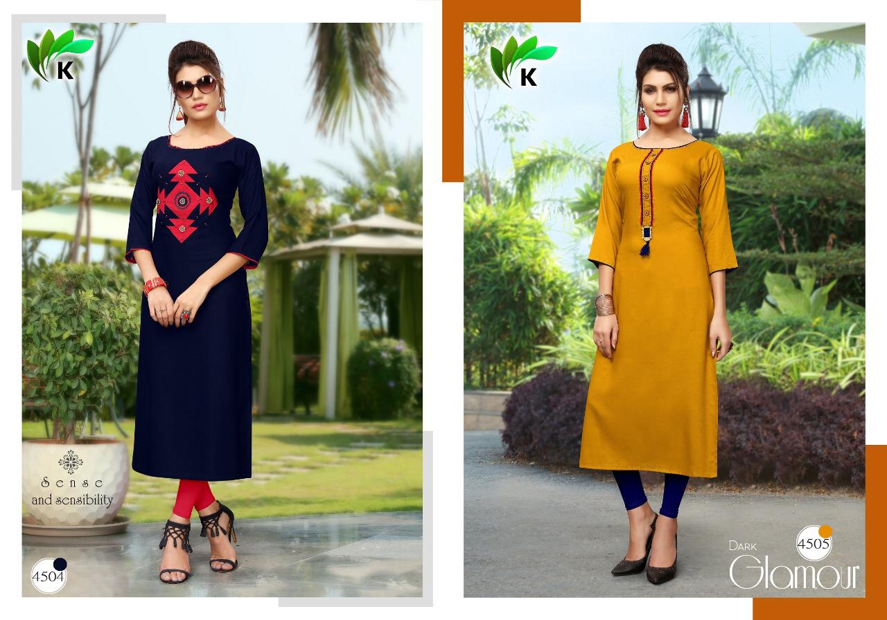 Kit Kat By Kalavrund 4501 To 4507 Series Stylish Fancy Beautiful Colorful Casual Wear & Ethnic Wear Rayon Embroidered Kurtis At Wholesale Price