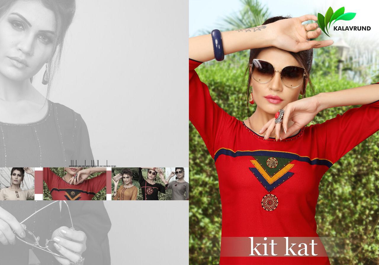 Kit Kat By Kalavrund 4501 To 4507 Series Stylish Fancy Beautiful Colorful Casual Wear & Ethnic Wear Rayon Embroidered Kurtis At Wholesale Price