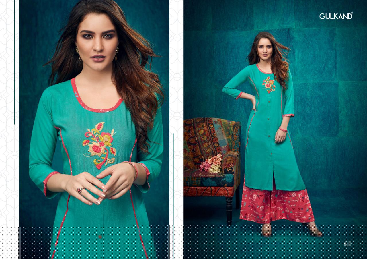 Kitab Vol-2 By Gulkand 37 To 44 Series Stylish Fancy Beautiful Colorful Casual Wear & Ethnic Wear Rayon Slub Printed Kurtis With Bottom At Wholesale Price