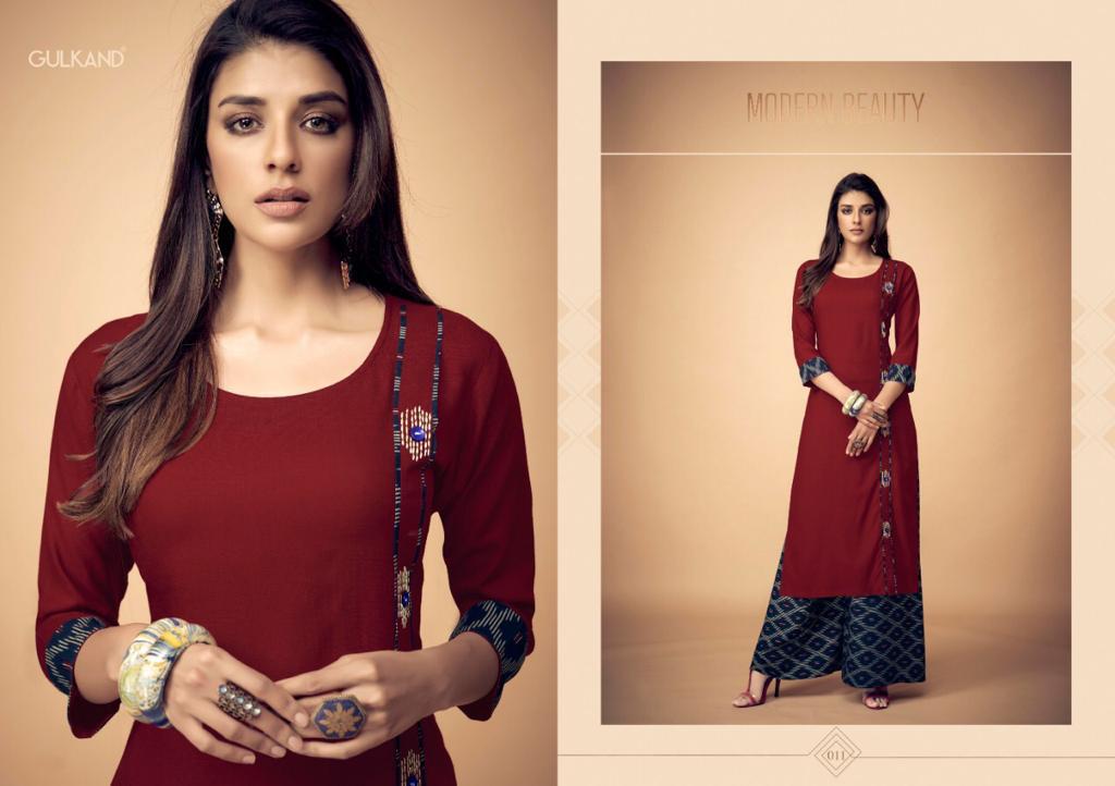 Kitab By Gulkand 007 To 013 Series Stylish Fancy Beautiful Colorful Casual Wear & Ethnic Wear Rayon Printed Kurtis With Bottom At Wholesale Price