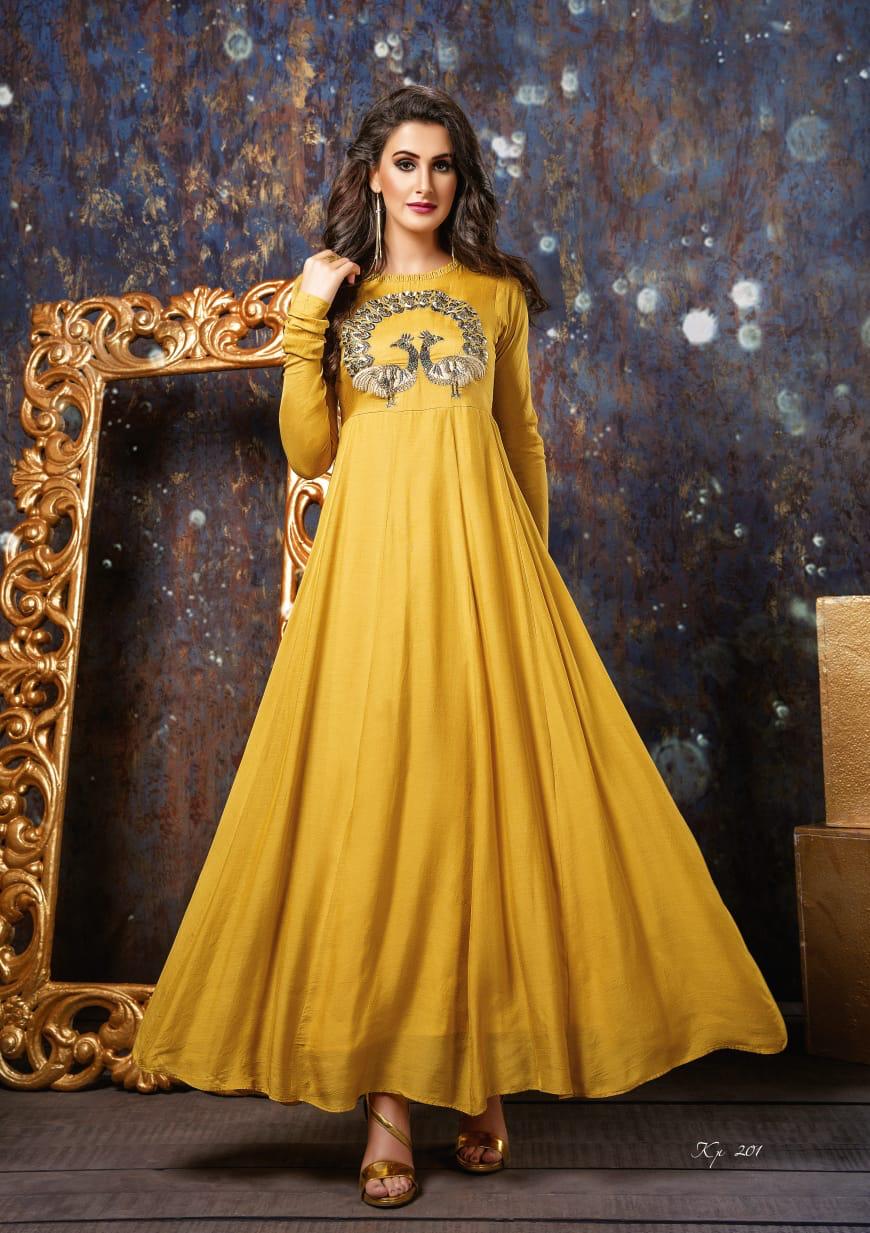 Kitty Party Vol-2 By S4u Fashion 201 To 208 Series Designer Beautiful Colorful Stylish Fancy Party Wear & Ethnic Wear & Ready To Wear Rayon Silk Embroidered Kurtis At Wholesale Price