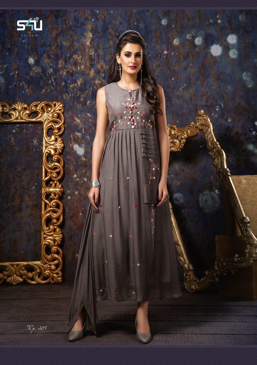 Kitty Party Vol-2 By S4u Fashion 201 To 208 Series Designer Beautiful Colorful Stylish Fancy Party Wear & Ethnic Wear & Ready To Wear Rayon Silk Embroidered Kurtis At Wholesale Price