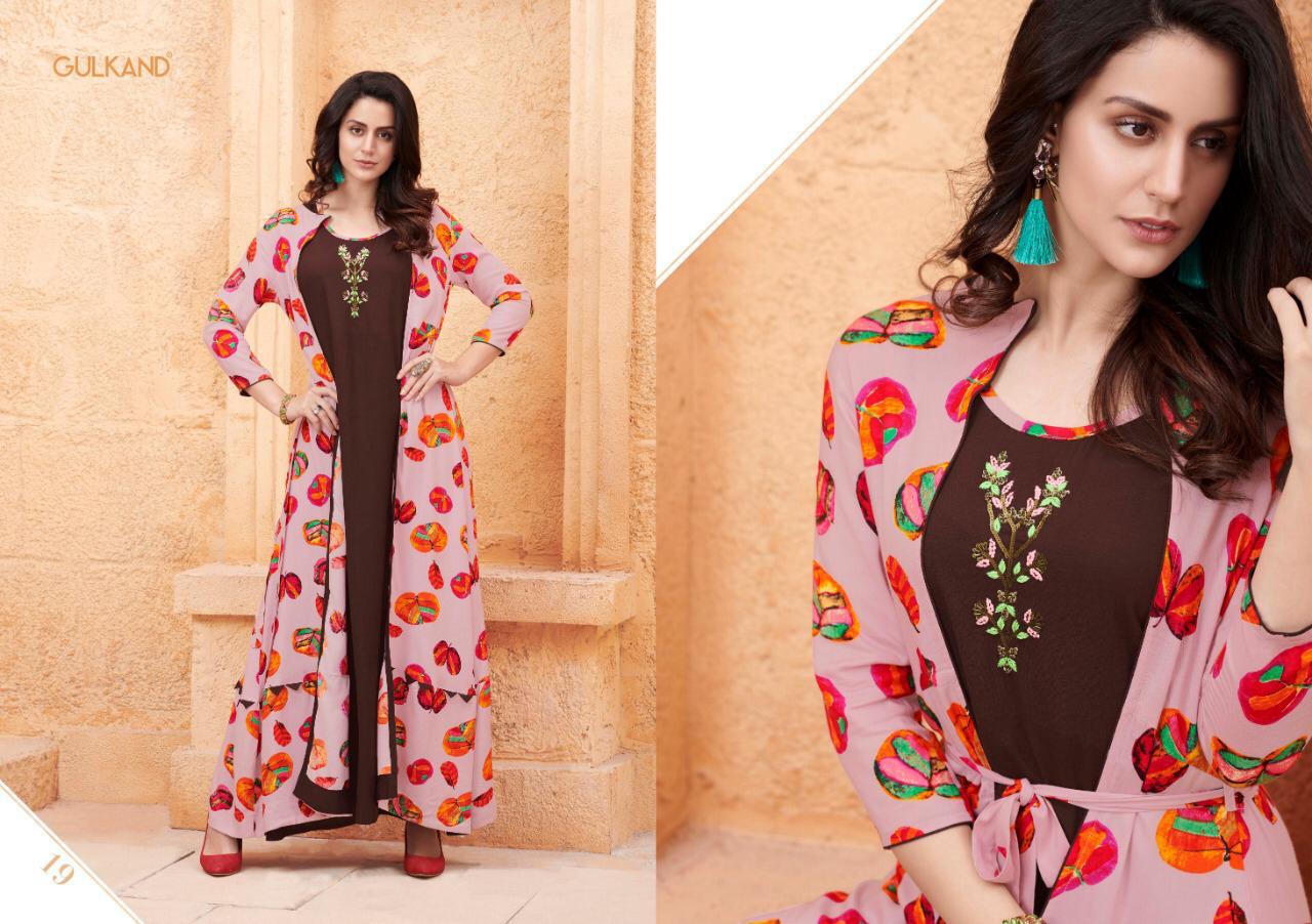 Kitty Party By Gulkand 19 To 24 Series Stylish Fancy Beautiful Colorful Casual Wear & Ethnic Wear Heavy Rayon Printed Kurtis At Wholesale Price