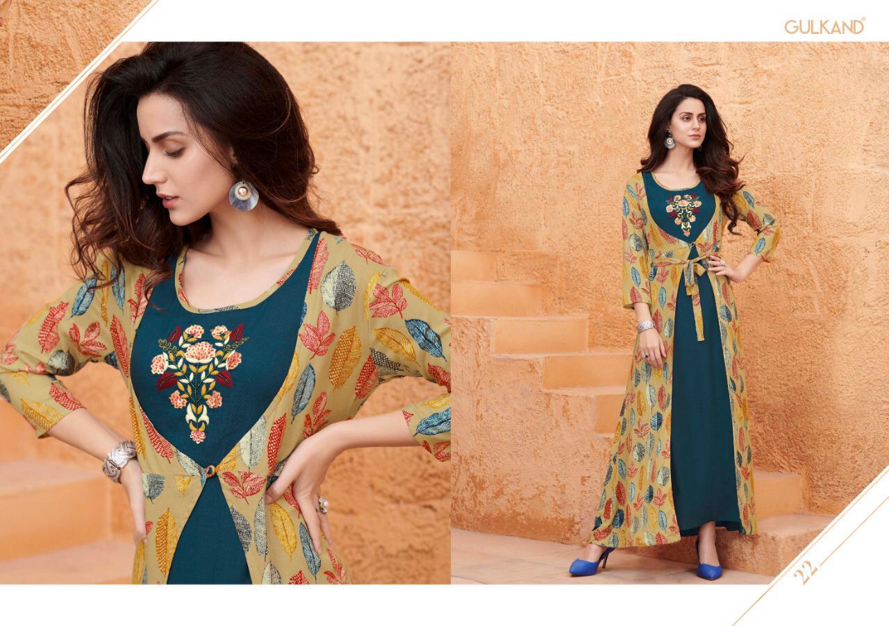Kitty Party By Gulkand 19 To 24 Series Stylish Fancy Beautiful Colorful Casual Wear & Ethnic Wear Heavy Rayon Printed Kurtis At Wholesale Price