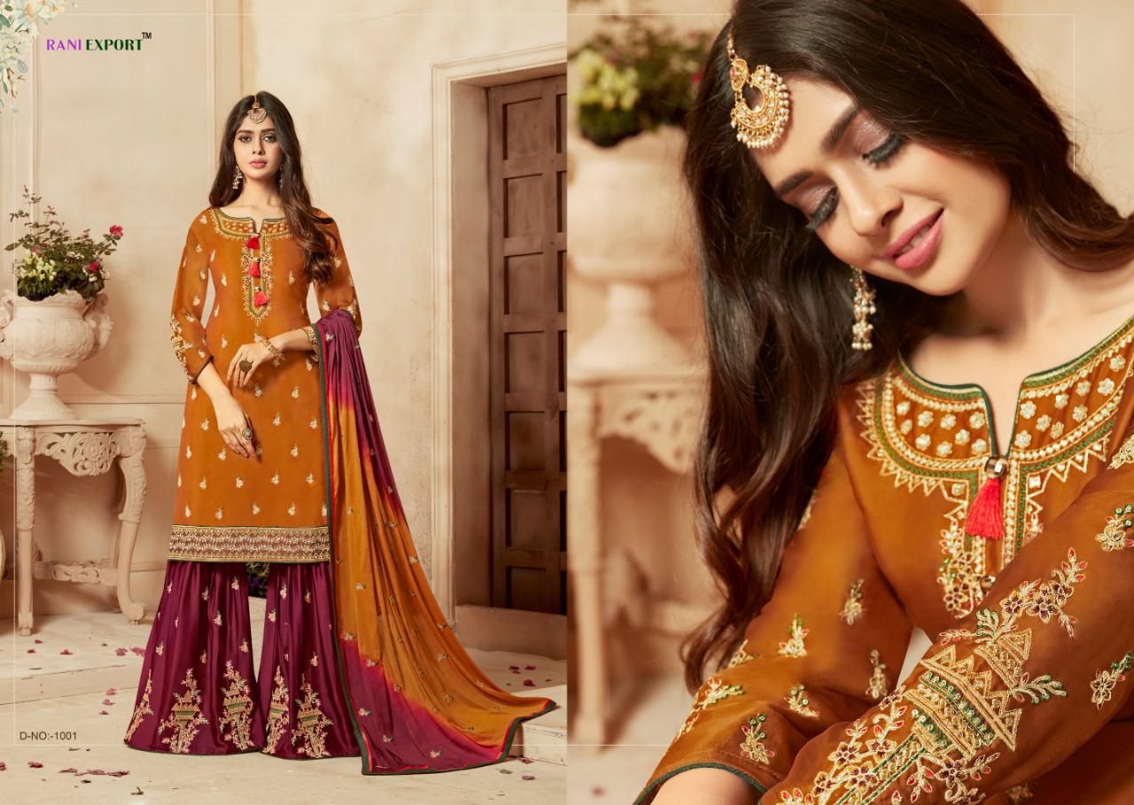 Kohinoor Vol-10 By Rani Exports 999 To 103 Series Indian Traditional Wear Collection Beautiful Stylish Fancy Colorful Party Wear & Occasional Wear Satin Georgette And Dulla Silk Embroidery Work Dresses At Wholesale Price