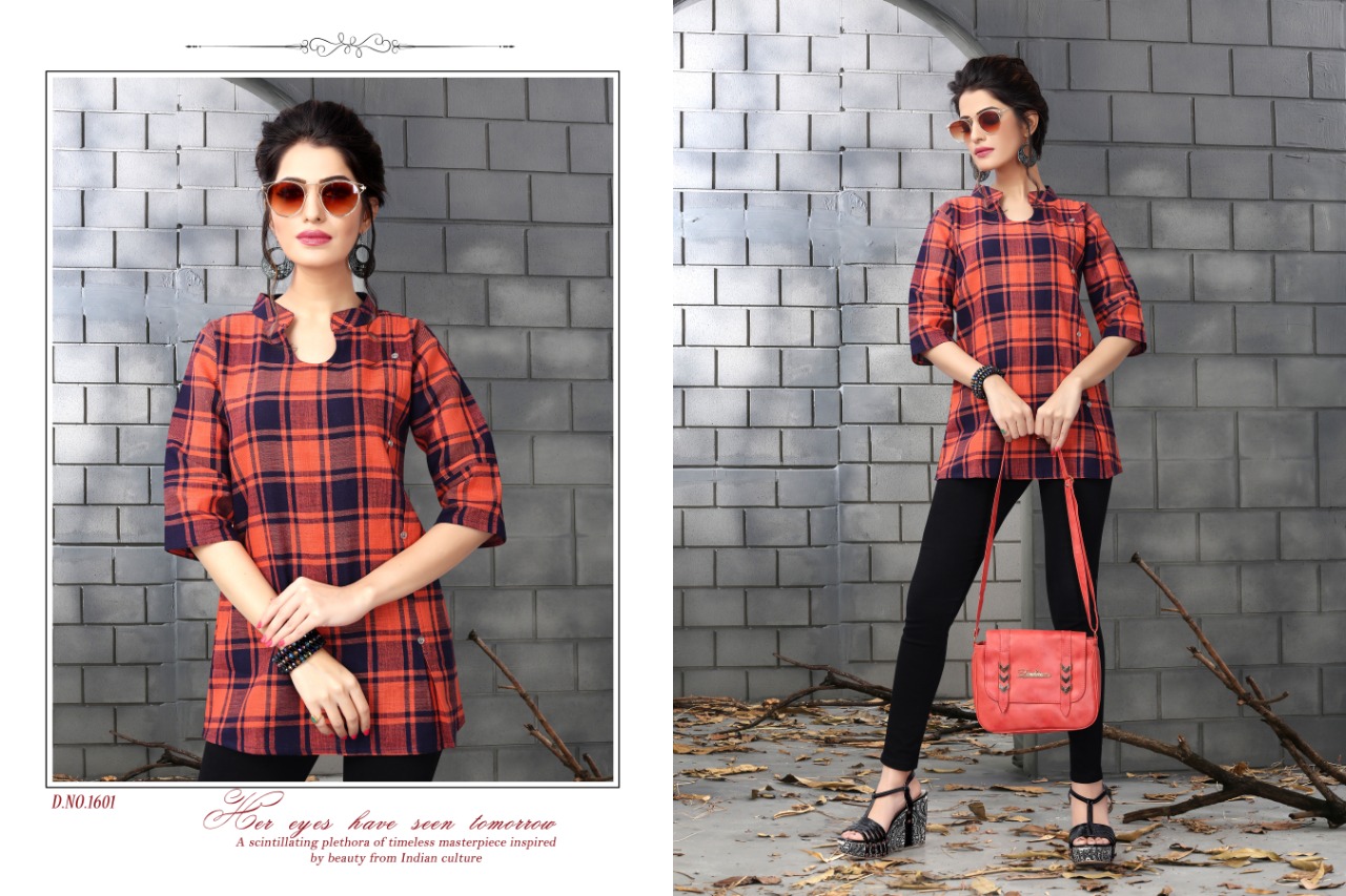 Kotton Checks Vol-2 By Watermelon Clothing 1501 To 1512 Series Beautiful Colorful Stylish Fancy Casual Wear & Ethnic Wear & Ready To Wear Handloom Cotton Printed Kurtis/ Tops At Wholesale Price