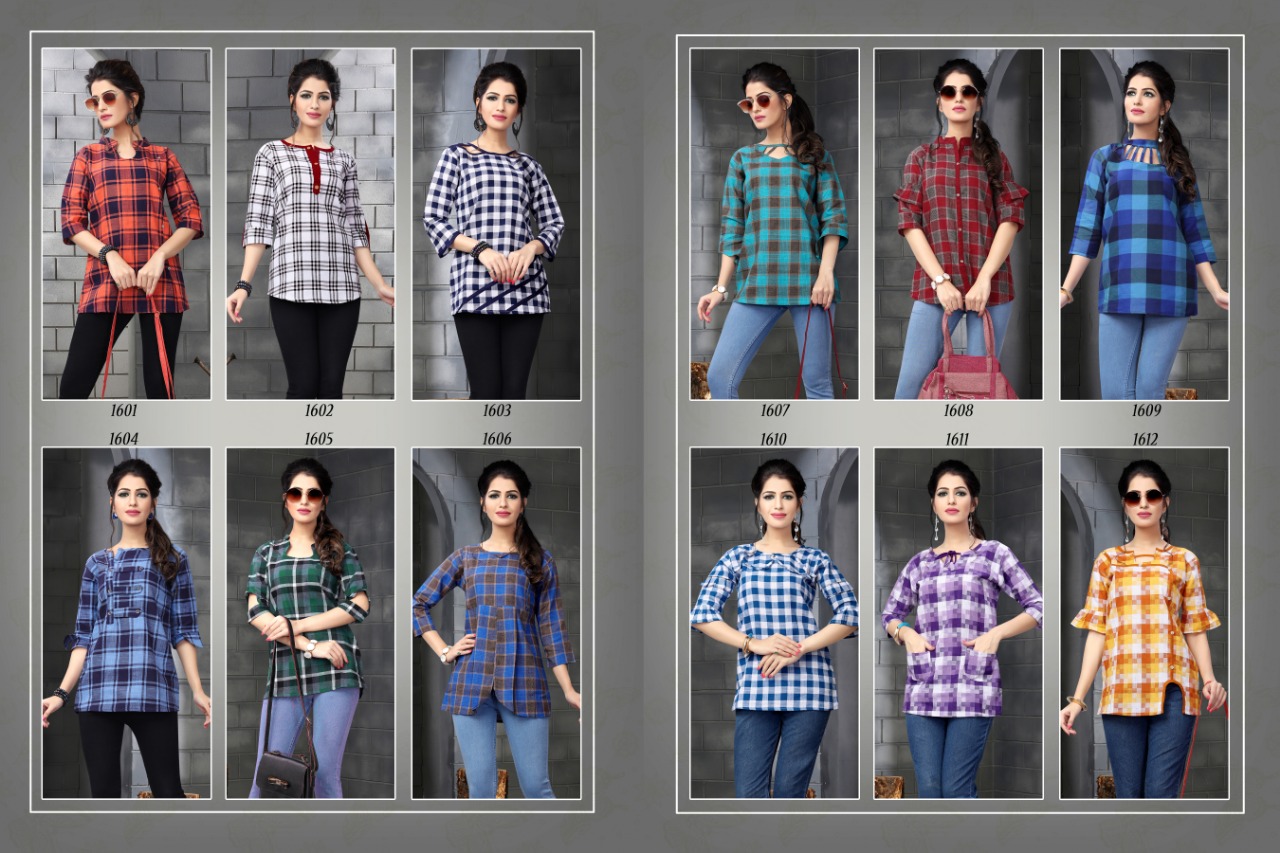 Kotton Checks Vol-2 By Watermelon Clothing 1501 To 1512 Series Beautiful Colorful Stylish Fancy Casual Wear & Ethnic Wear & Ready To Wear Handloom Cotton Printed Kurtis/ Tops At Wholesale Price