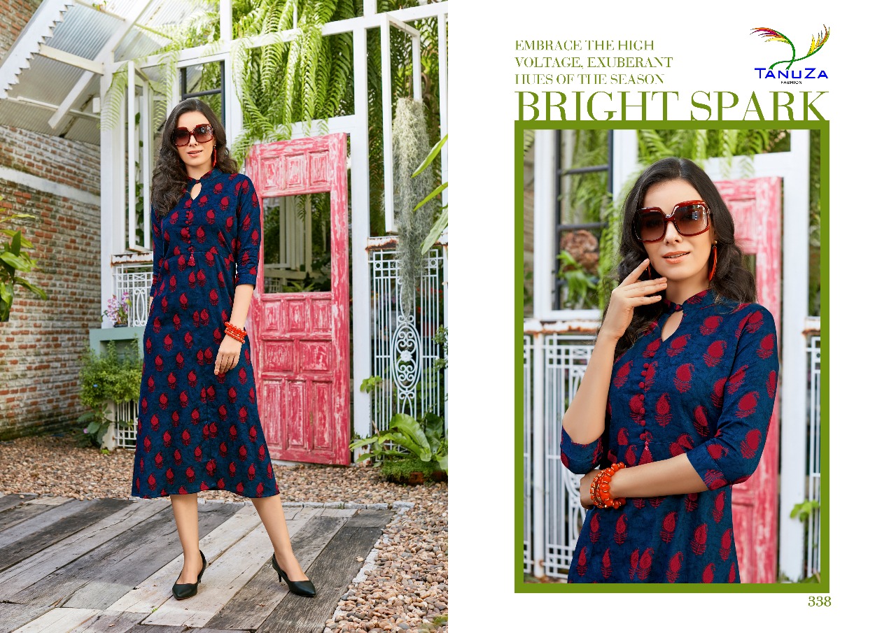 Krisha By Tanuza Fashion 331 To 341 Series Beautiful Colorful Stylish Fancy Casual Wear & Ethnic Wear & Ready To Wear Heavy Rayon Printed Kurtis At Wholesale Price