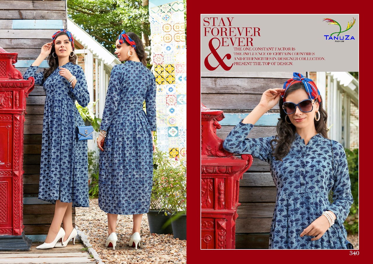 Krisha By Tanuza Fashion 331 To 341 Series Beautiful Colorful Stylish Fancy Casual Wear & Ethnic Wear & Ready To Wear Heavy Rayon Printed Kurtis At Wholesale Price