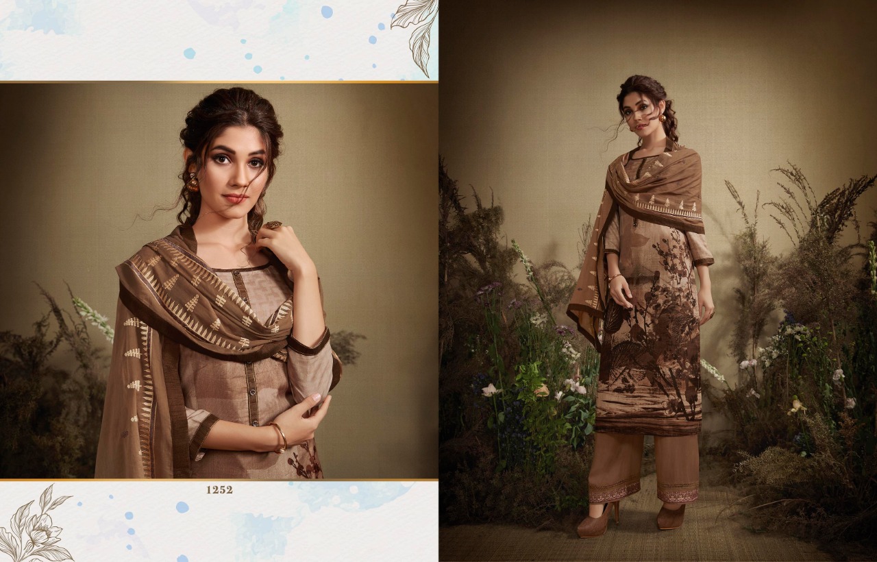 Krishti By Kajree Fashion 1251 To 1262 Series Designer Festive Suits Collection Beautiful Stylish Fancy Colorful Party Wear & Occasional Wear Silk Top With Schiffli Lace Dresses At Wholesale Price