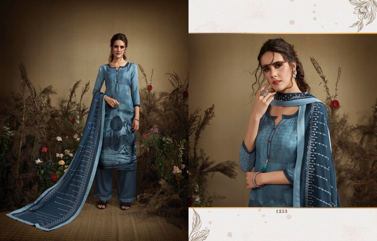 Krishti By Kajree Fashion 1251 To 1262 Series Designer Festive Suits Collection Beautiful Stylish Fancy Colorful Party Wear & Occasional Wear Silk Top With Schiffli Lace Dresses At Wholesale Price