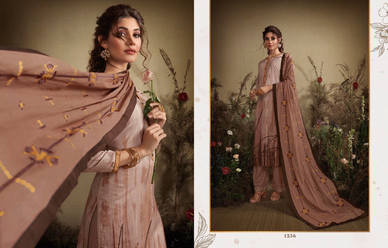Krishti By Kajree Fashion 1251 To 1262 Series Designer Festive Suits Collection Beautiful Stylish Fancy Colorful Party Wear & Occasional Wear Silk Top With Schiffli Lace Dresses At Wholesale Price