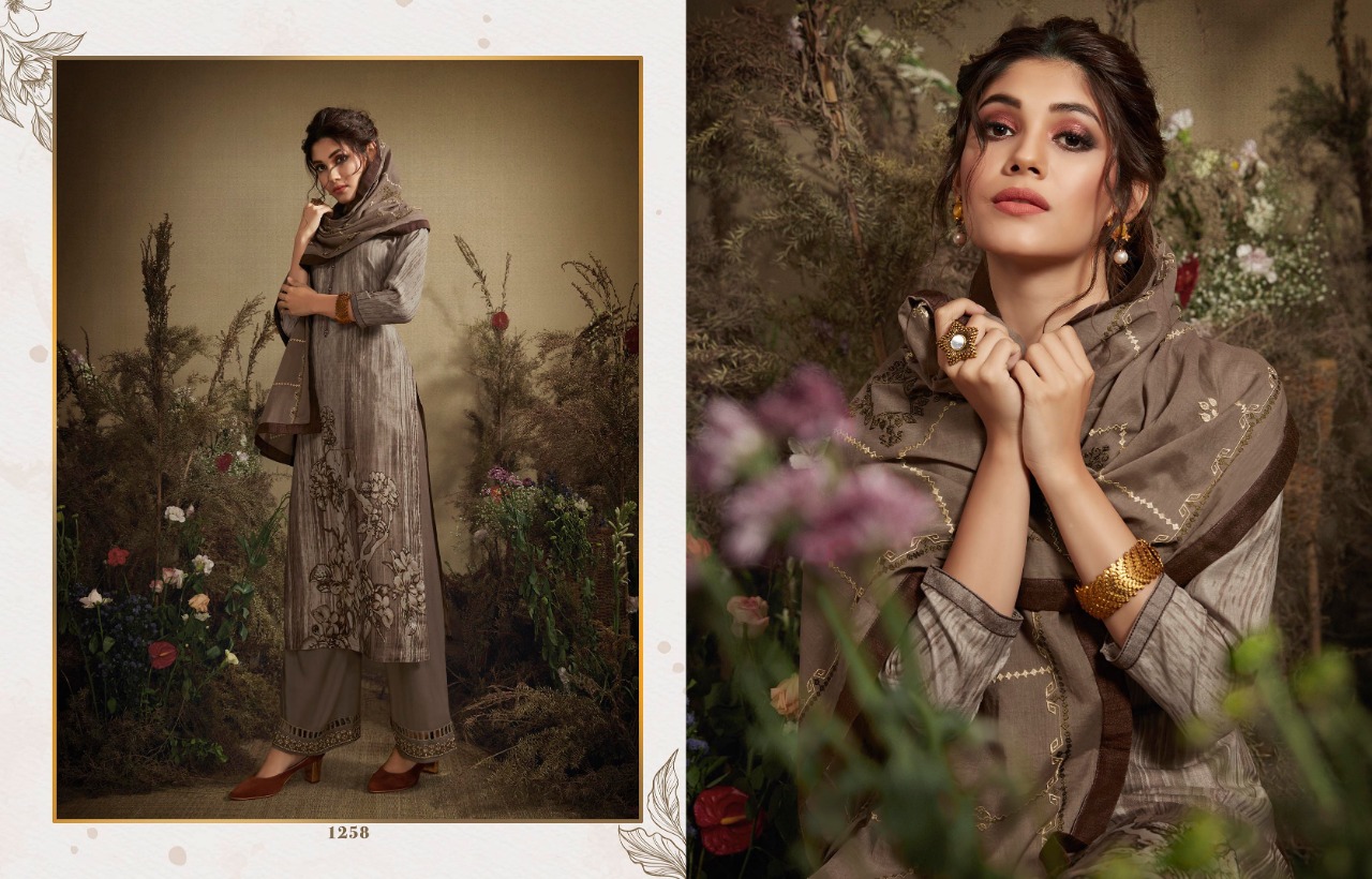 Krishti By Kajree Fashion 1251 To 1262 Series Designer Festive Suits Collection Beautiful Stylish Fancy Colorful Party Wear & Occasional Wear Silk Top With Schiffli Lace Dresses At Wholesale Price