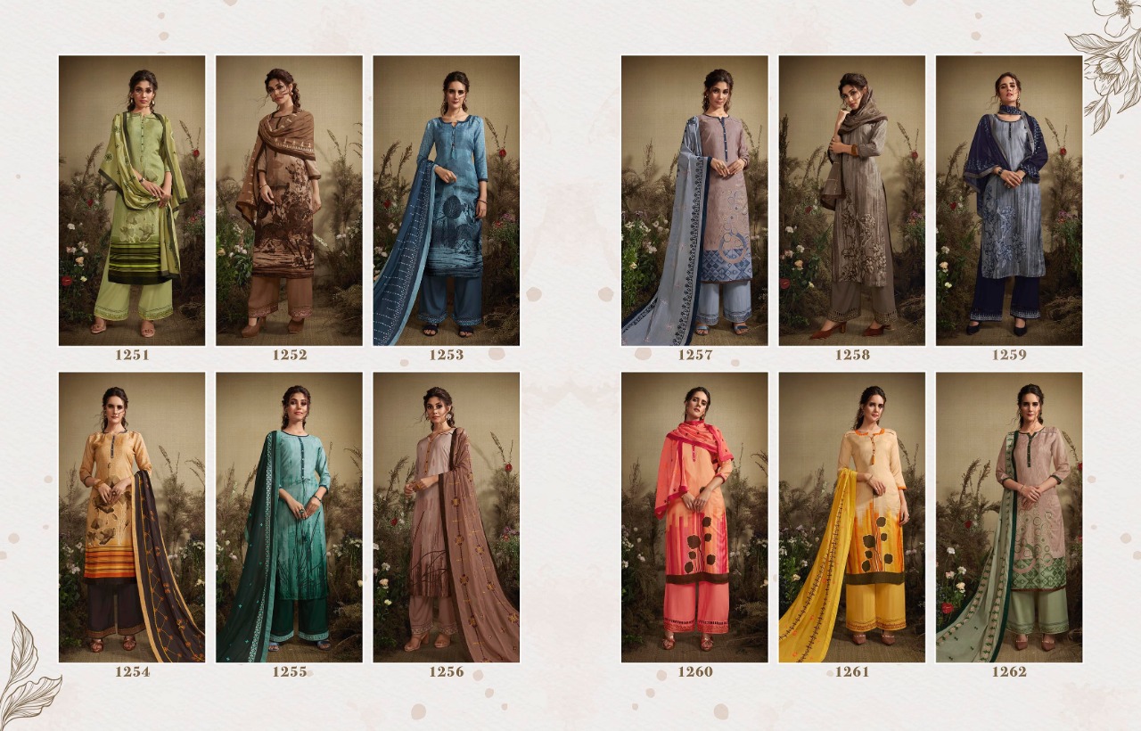 Krishti By Kajree Fashion 1251 To 1262 Series Designer Festive Suits Collection Beautiful Stylish Fancy Colorful Party Wear & Occasional Wear Silk Top With Schiffli Lace Dresses At Wholesale Price