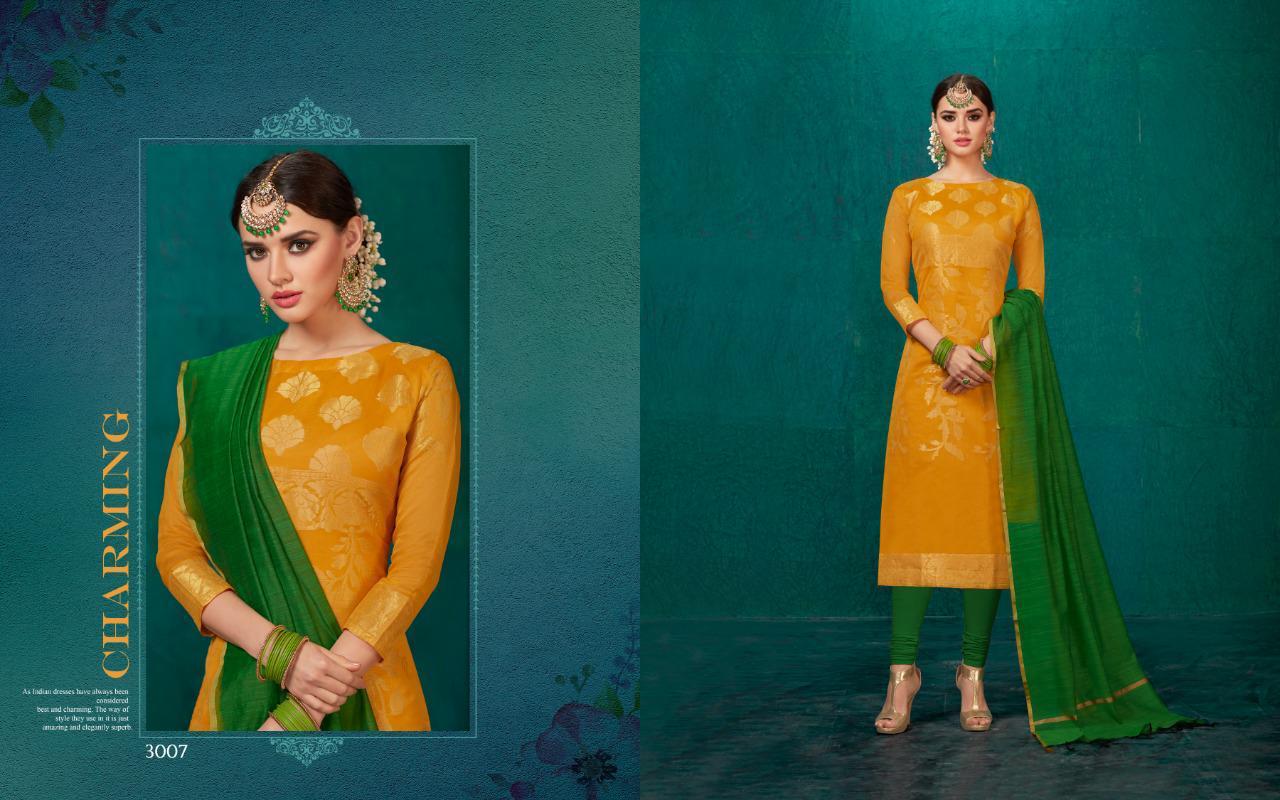 Kulfi Vol-3 By Amrut Varsha Creation 3001 To 3012 Series Beautiful Suits Collection Colorful Stylish Fancy Party Wear & Occasional Wear Banarasi Silk Dresses At Wholesale Price