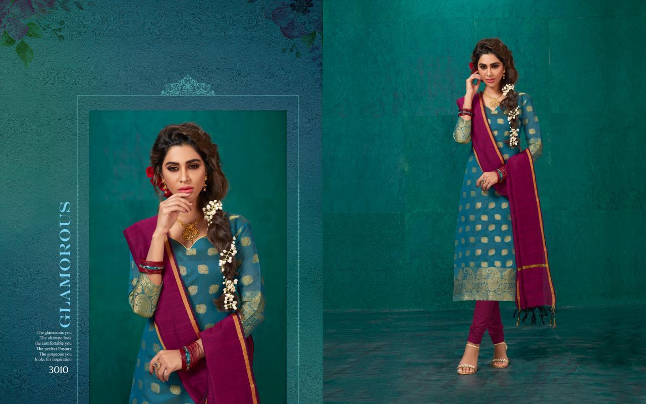 Kulfi Vol-3 By Amrut Varsha Creation 3001 To 3012 Series Beautiful Suits Collection Colorful Stylish Fancy Party Wear & Occasional Wear Banarasi Silk Dresses At Wholesale Price