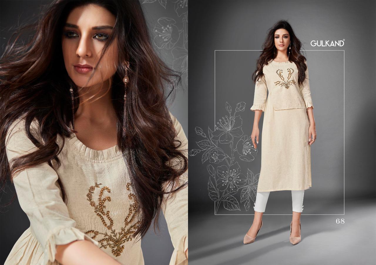 Kulfi By Gulkand 63 To 68 Series Stylish Colorful Fancy Beautiful Casual Wear & Ethnic Wear South Handloom Cotton With Khatli Work Kurtis At Wholesale Price