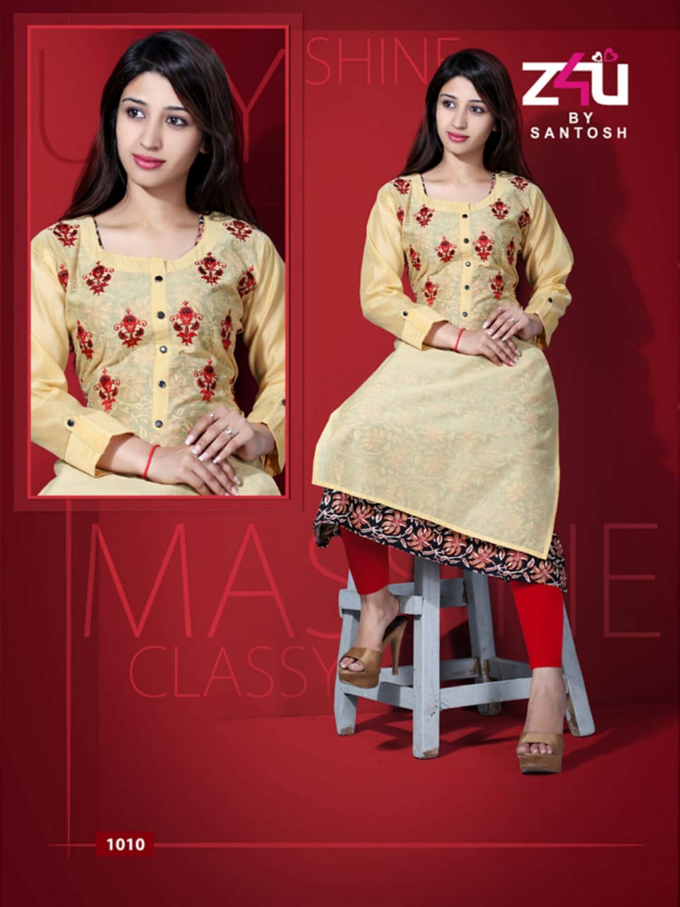 Kum Kum Vol-2 By Z4u 1001 To 1010 Series Beautiful Stylish Fancy Colorful Casual Wear & Ethnic Wear & Ready To Wear Chanderi Cotton Kurtis At Wholesale Price