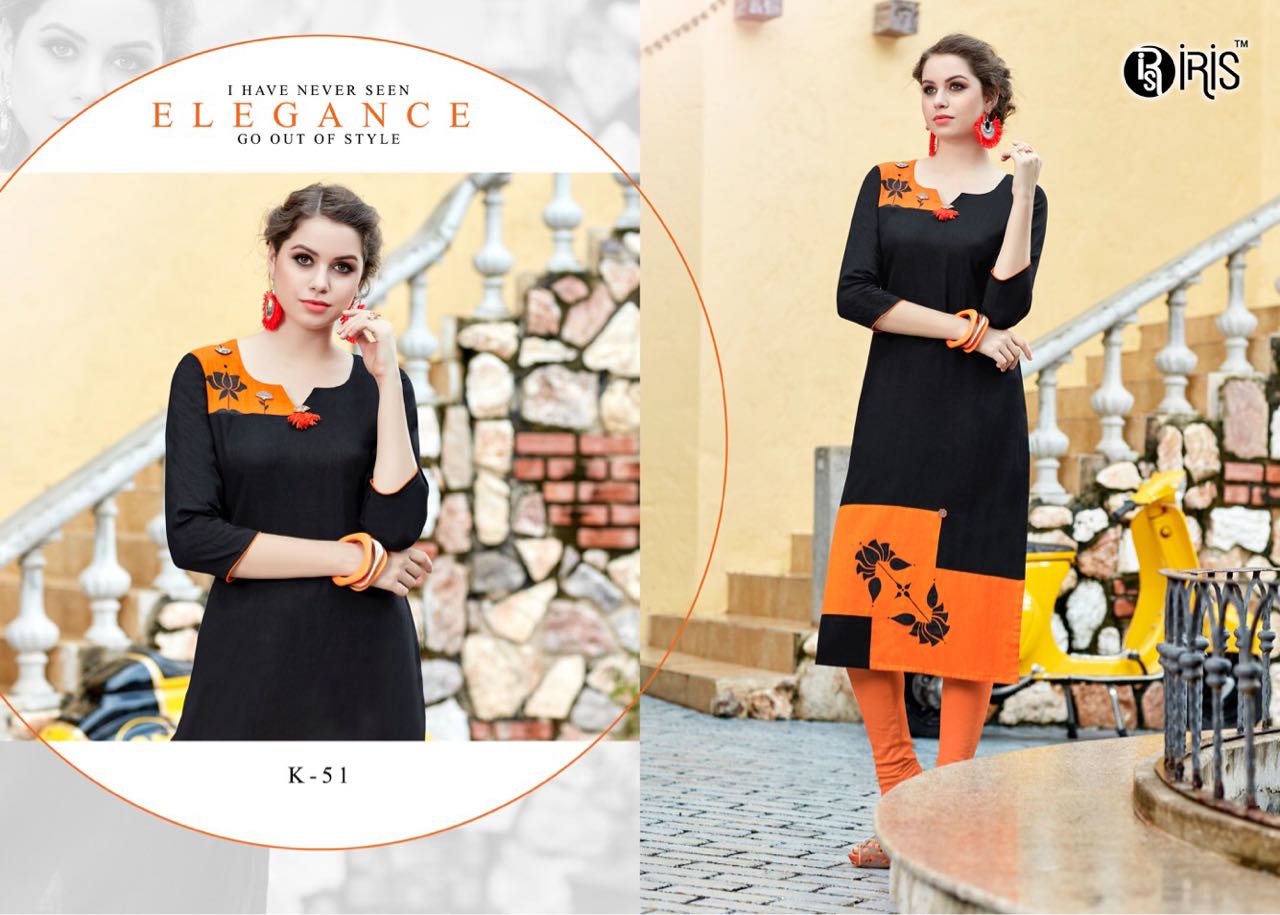 Kunbi By Iris 50 To 59 Series Beautiful Colorful Stylish Fancy Casual Wear & Ethnic Wear & Ready To Wear Semi Lawn Cotton Printed Kurtis At Wholesale Price