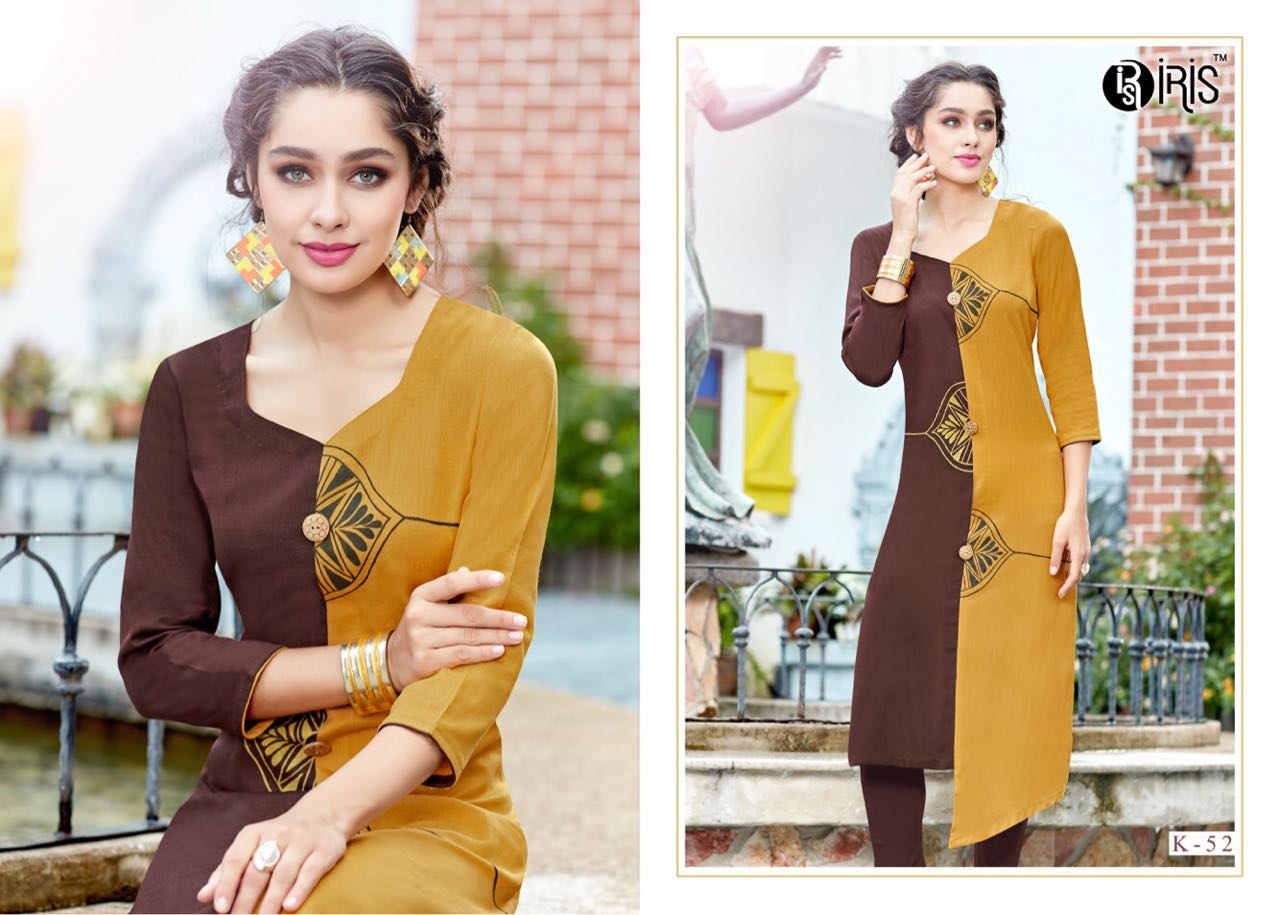 Kunbi By Iris 50 To 59 Series Beautiful Colorful Stylish Fancy Casual Wear & Ethnic Wear & Ready To Wear Semi Lawn Cotton Printed Kurtis At Wholesale Price