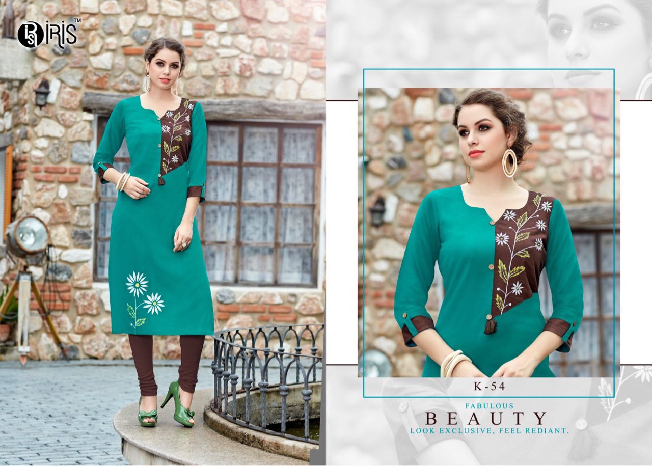 Kunbi By Iris 50 To 59 Series Beautiful Colorful Stylish Fancy Casual Wear & Ethnic Wear & Ready To Wear Semi Lawn Cotton Printed Kurtis At Wholesale Price
