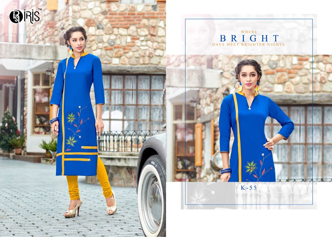 Kunbi By Iris 50 To 59 Series Beautiful Colorful Stylish Fancy Casual Wear & Ethnic Wear & Ready To Wear Semi Lawn Cotton Printed Kurtis At Wholesale Price