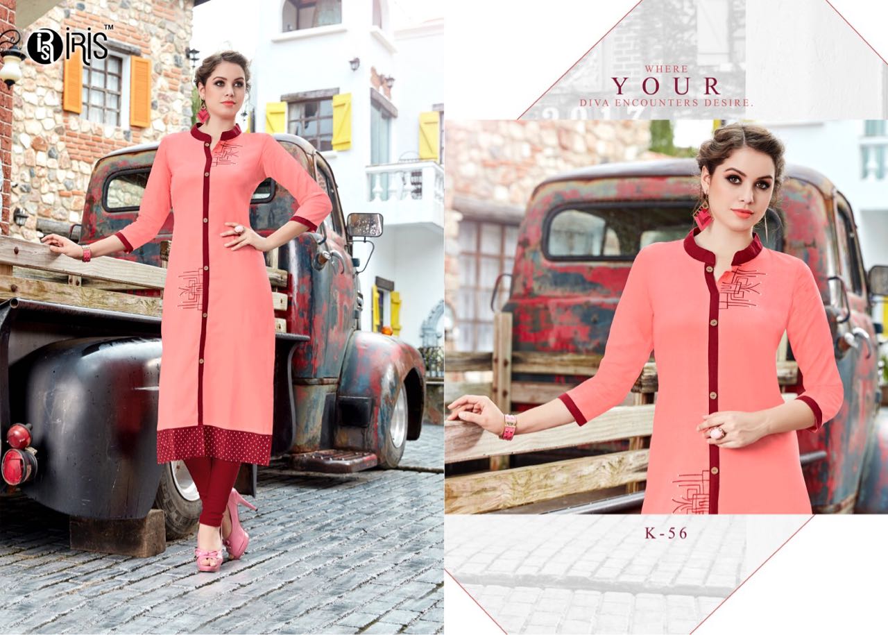 Kunbi By Iris 50 To 59 Series Beautiful Colorful Stylish Fancy Casual Wear & Ethnic Wear & Ready To Wear Semi Lawn Cotton Printed Kurtis At Wholesale Price