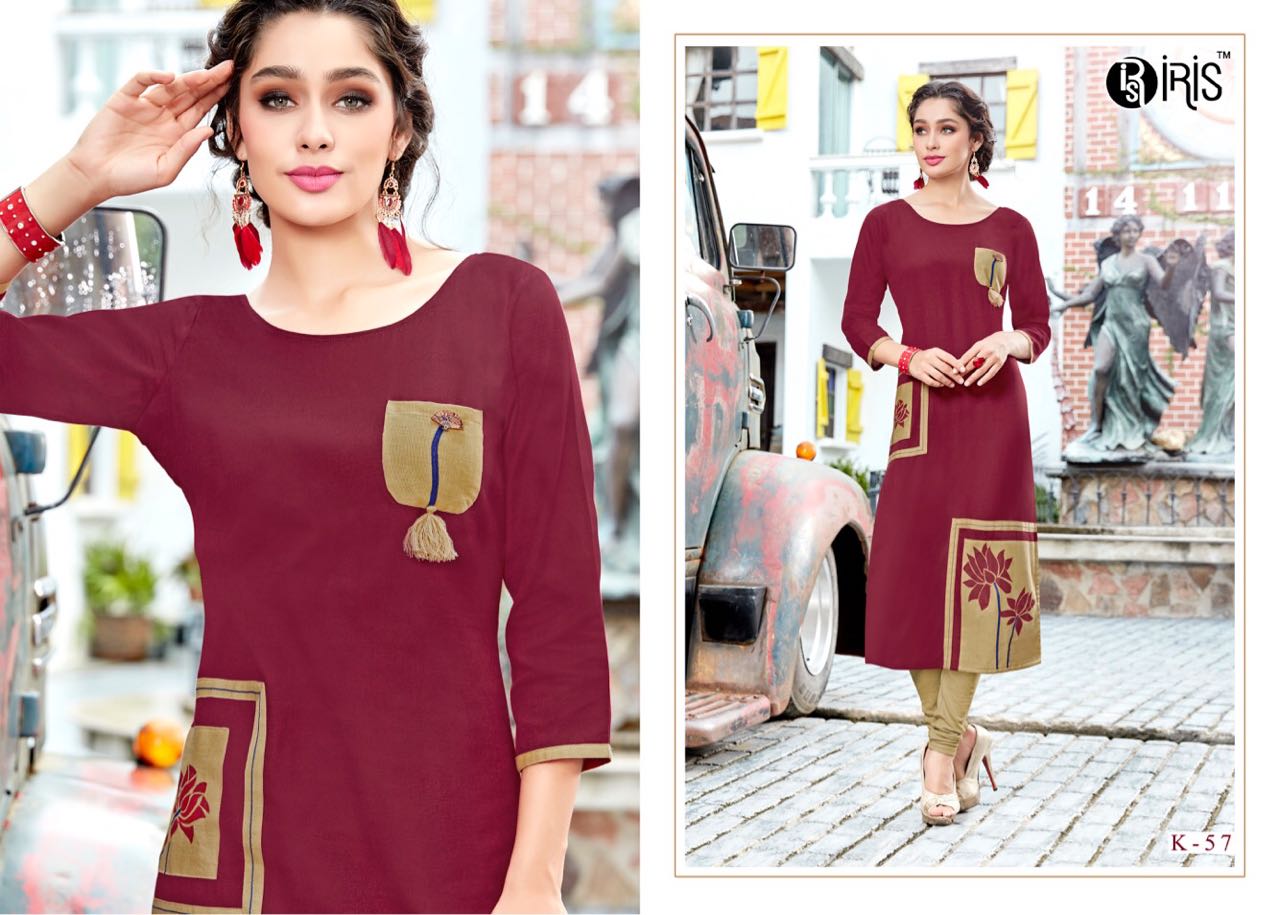 Kunbi By Iris 50 To 59 Series Beautiful Colorful Stylish Fancy Casual Wear & Ethnic Wear & Ready To Wear Semi Lawn Cotton Printed Kurtis At Wholesale Price