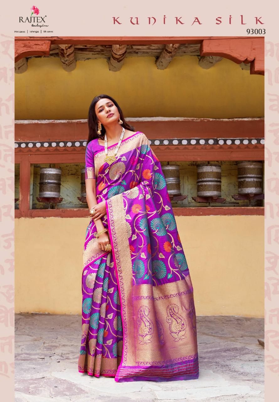Kunika Silk By Raj Tex 93001 To 93006 Series Indian Traditional Wear Collection Beautiful Stylish Fancy Colorful Party Wear & Occasional Wear Soft Minakari Silk Sarees At Wholesale Price