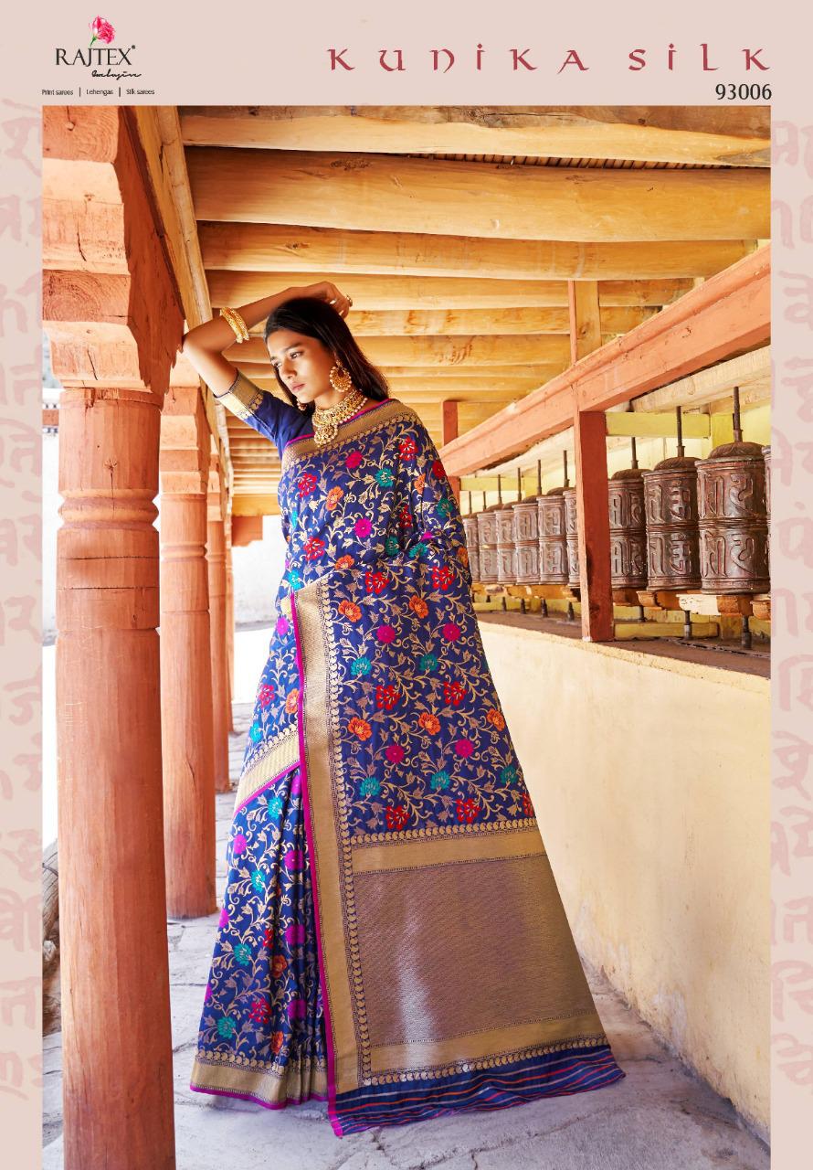 Kunika Silk By Raj Tex 93001 To 93006 Series Indian Traditional Wear Collection Beautiful Stylish Fancy Colorful Party Wear & Occasional Wear Soft Minakari Silk Sarees At Wholesale Price